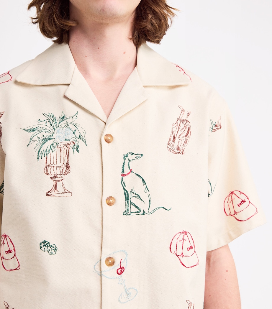 Cotton-Blend Embroidered Shirt ECRU Image 6