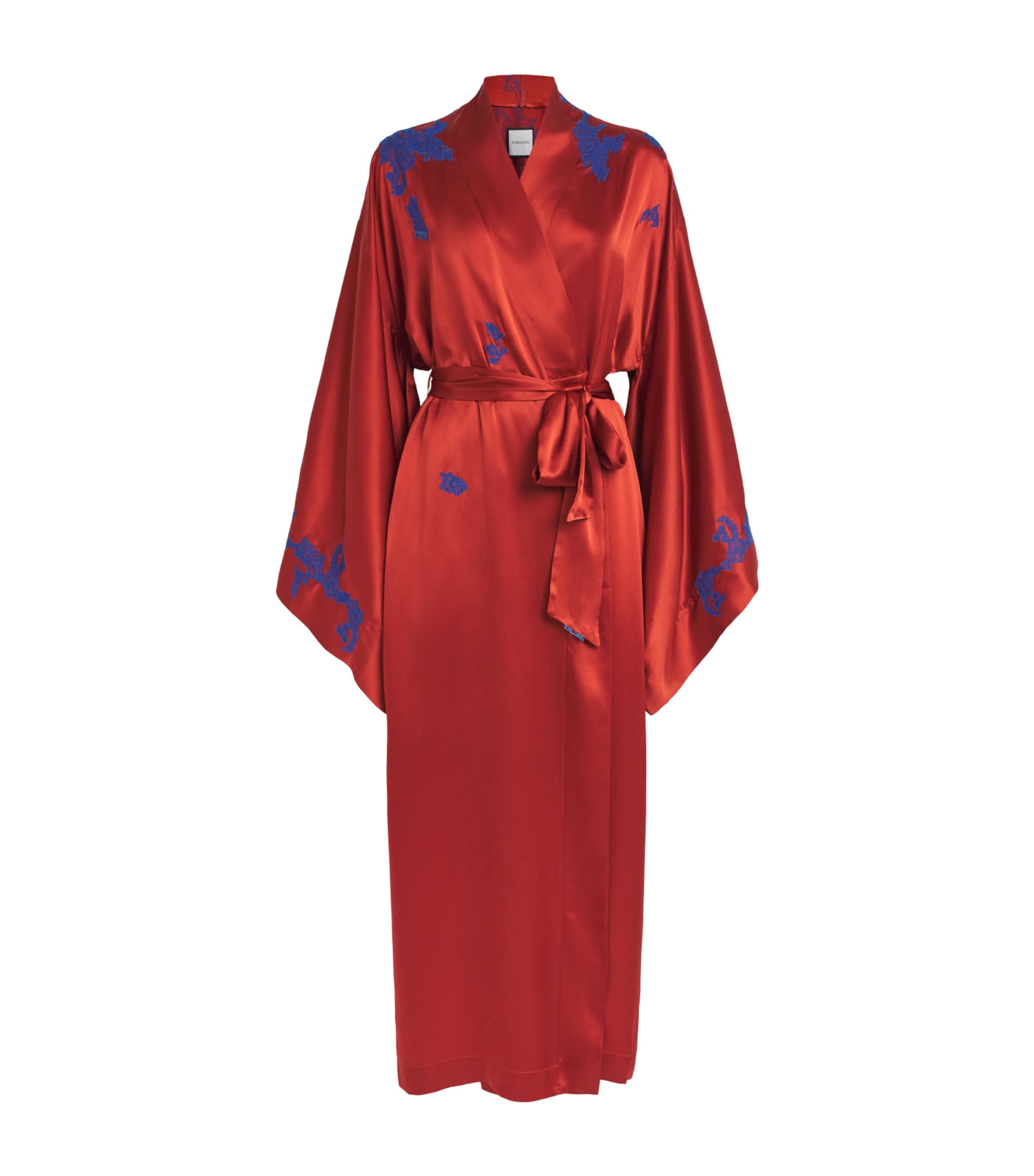 TORLOWEI Womens Silk Tokoni Long Robe Spice/blue Image 1