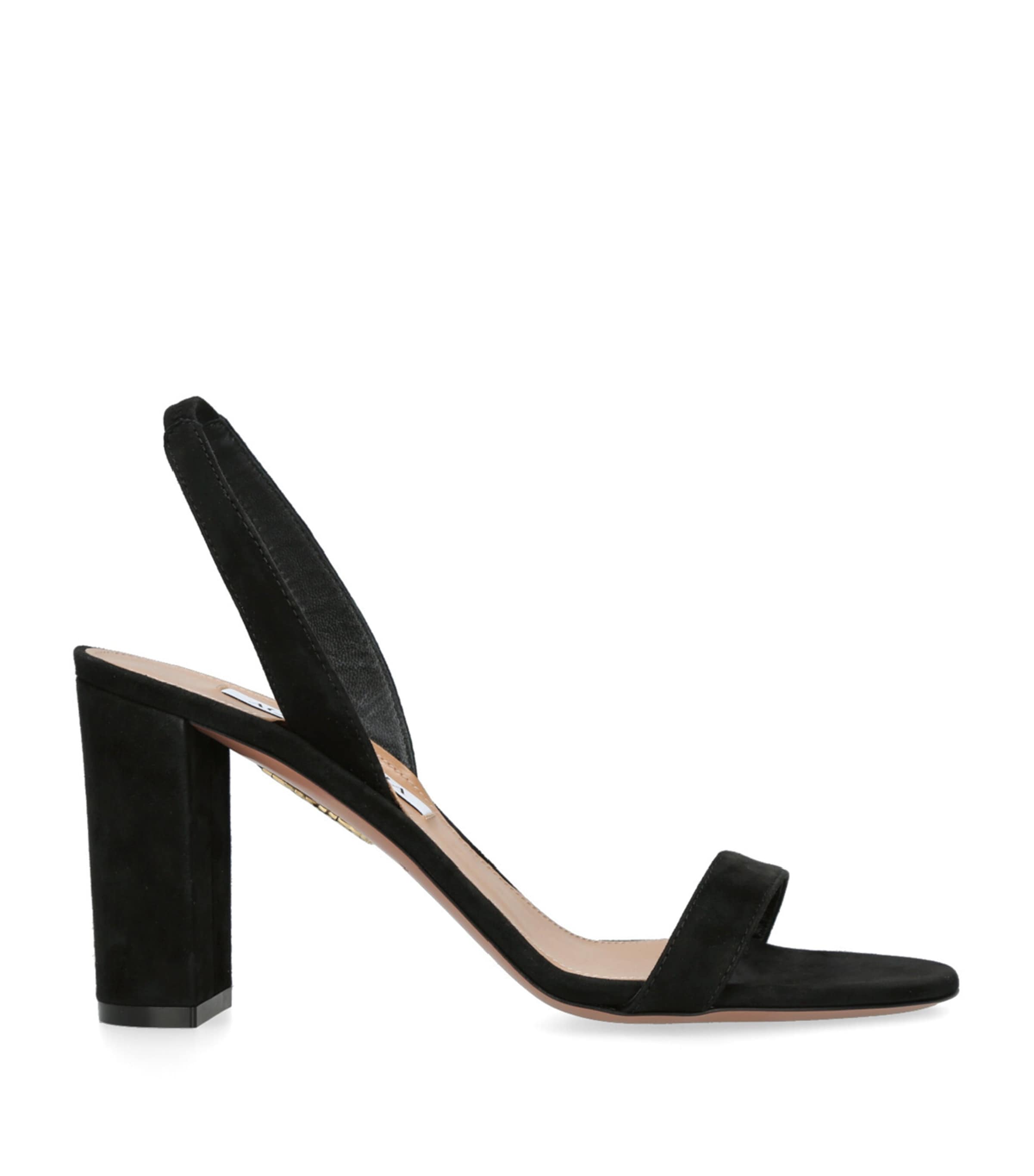 Shop Aquazzura Suede So Nude Block Sandals 85 In Black