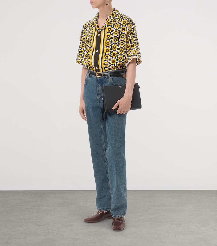 Medium Leather VLogo Signature Pouch 0NO Image 7