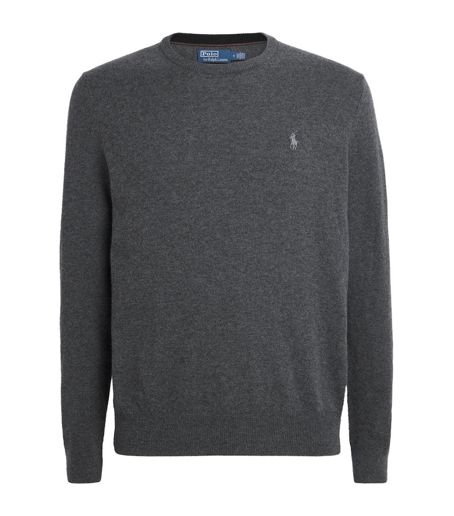 Polo Ralph Lauren Mens Wool Polo Pony Sweater Dark Charcoal Hther Image 1
