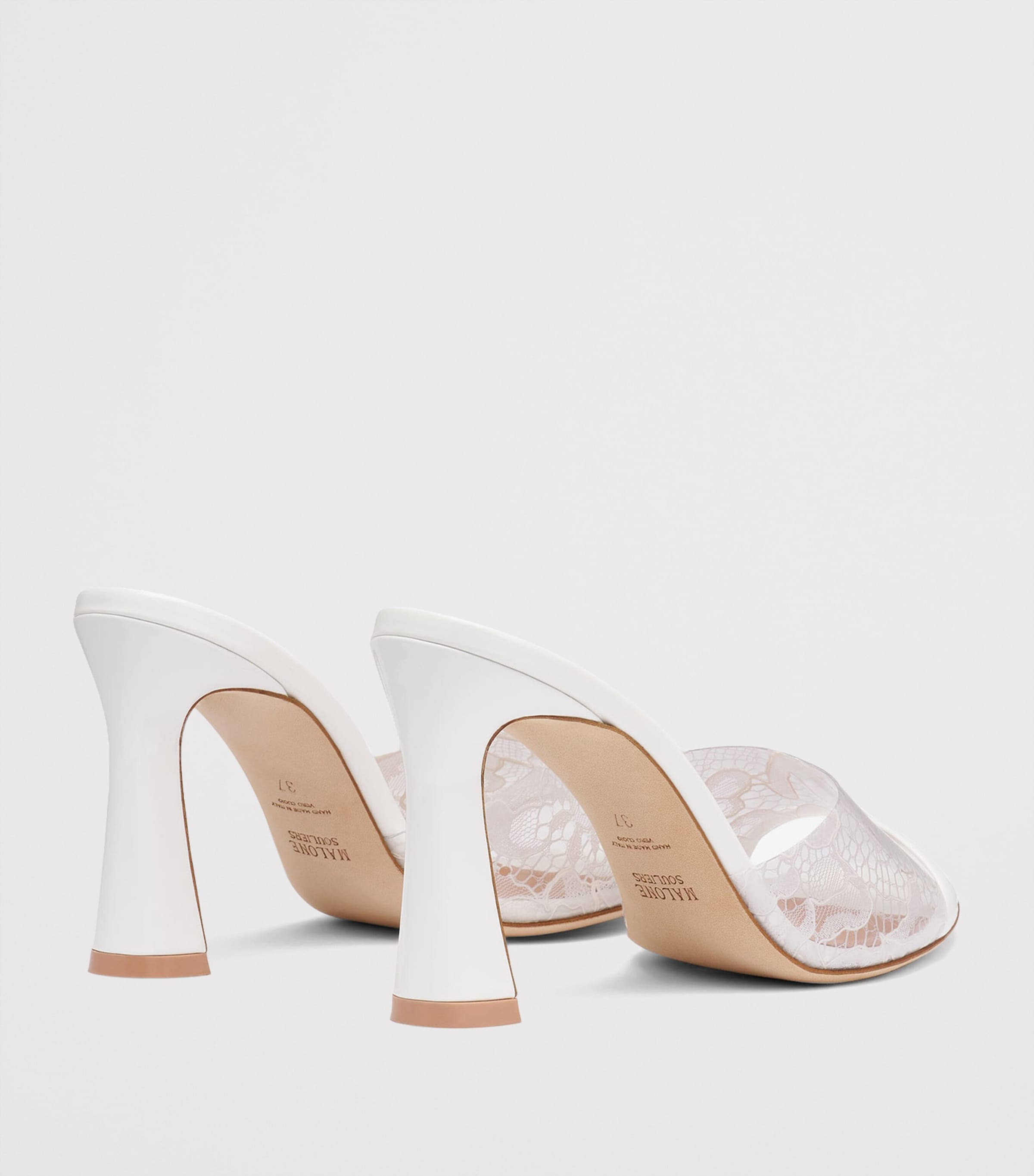 Malone Souliers PVC Lace Roxanne Heeled Sandals 90 White Image 4
