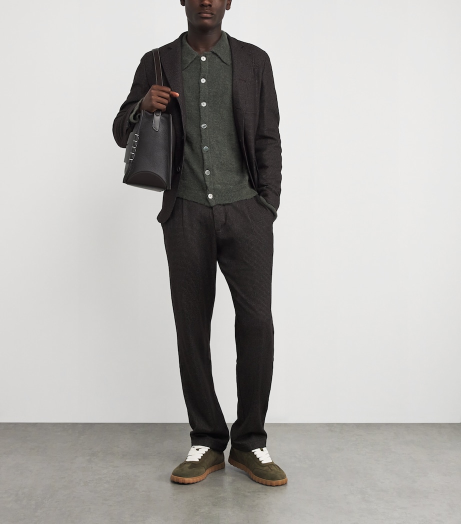 Wool-Blend Belted Puppytooth Trousers BROWN Image 2