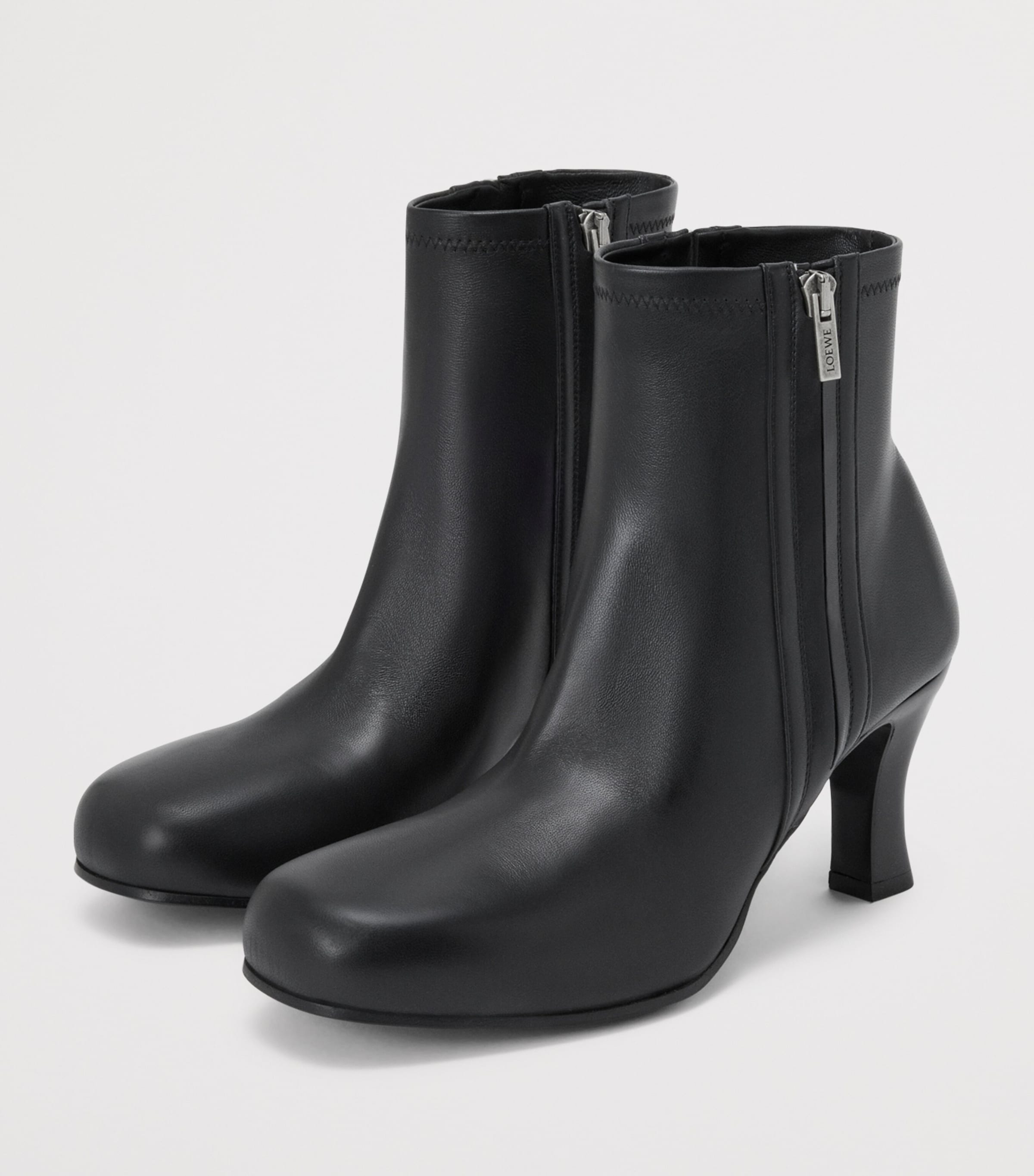 Leather Bobine Ankle Boots 75 BLACK Image 3