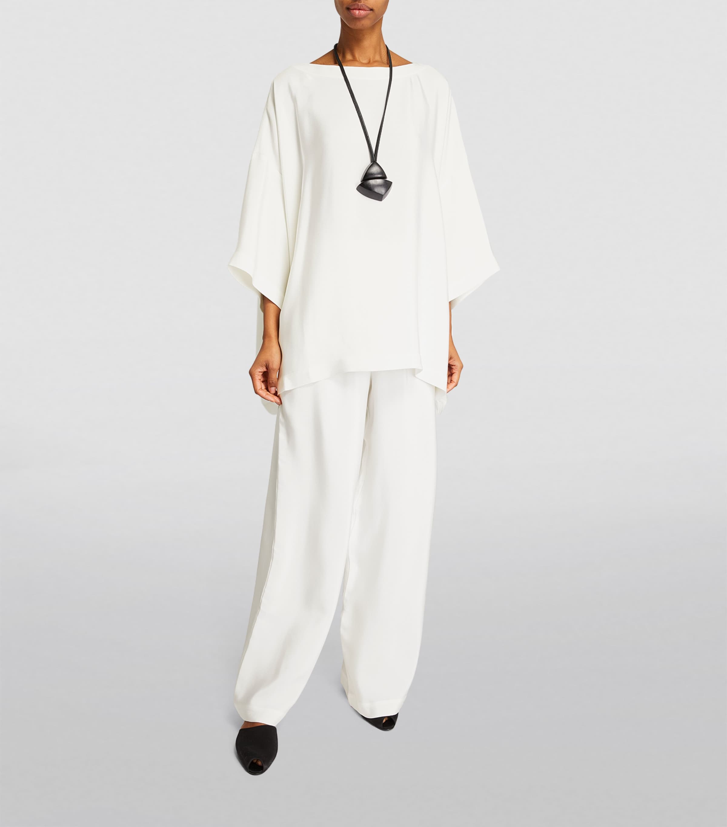 Silk Boat-Neck Tunic WHITE Image 2