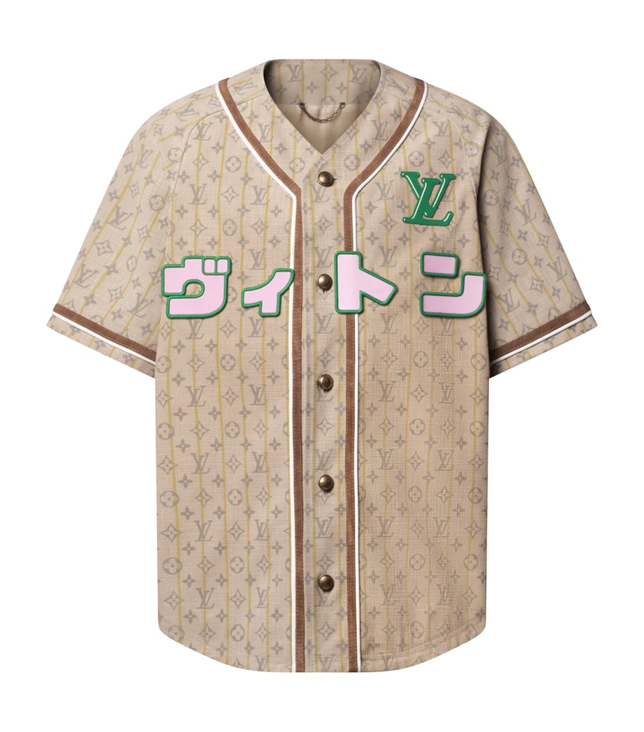 Leather Trompe-l'Oeil Baseball Shirt BEIGE Image 1