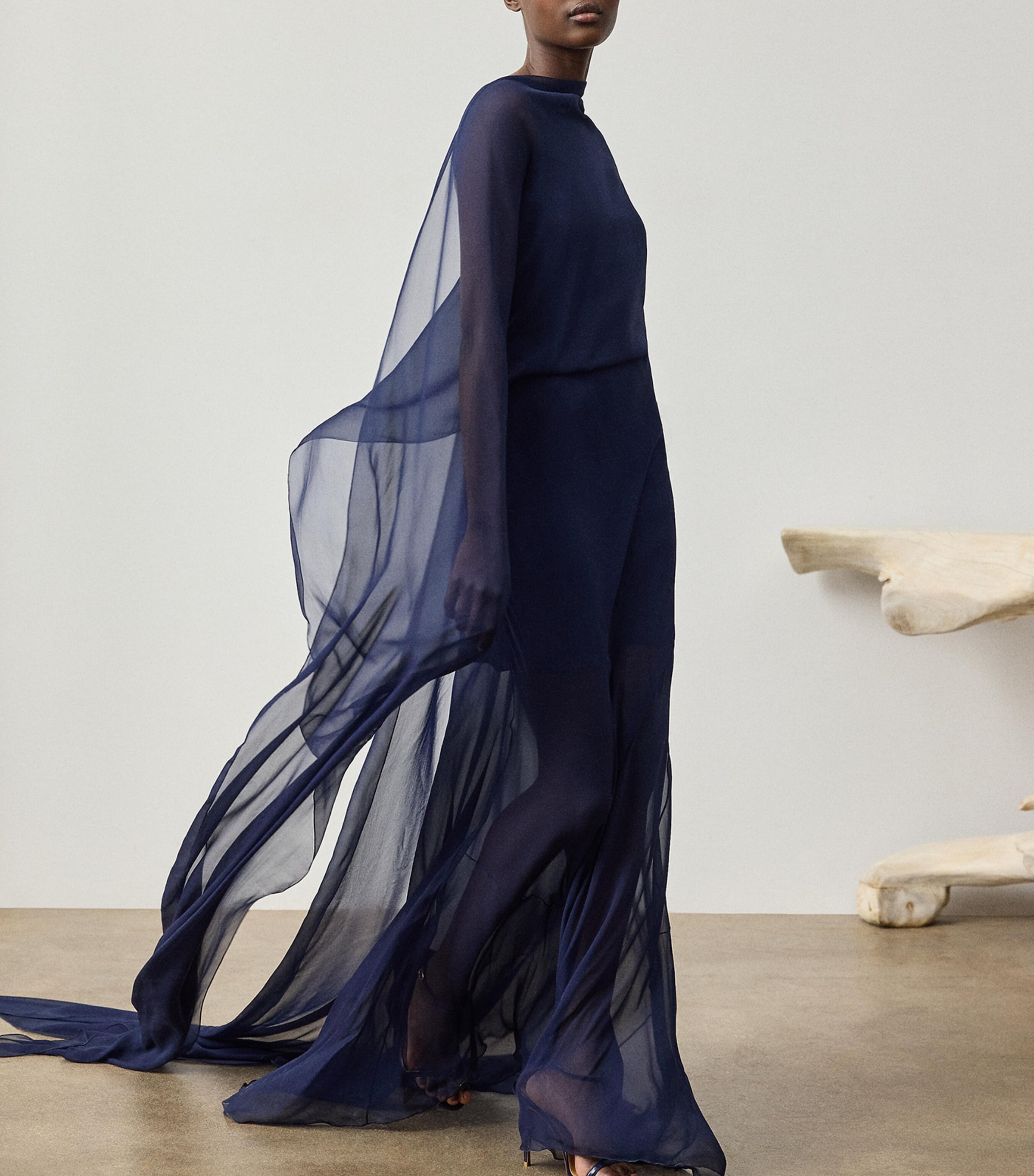 Silk Georgette Dylon Dress LUX NAVY Image 5