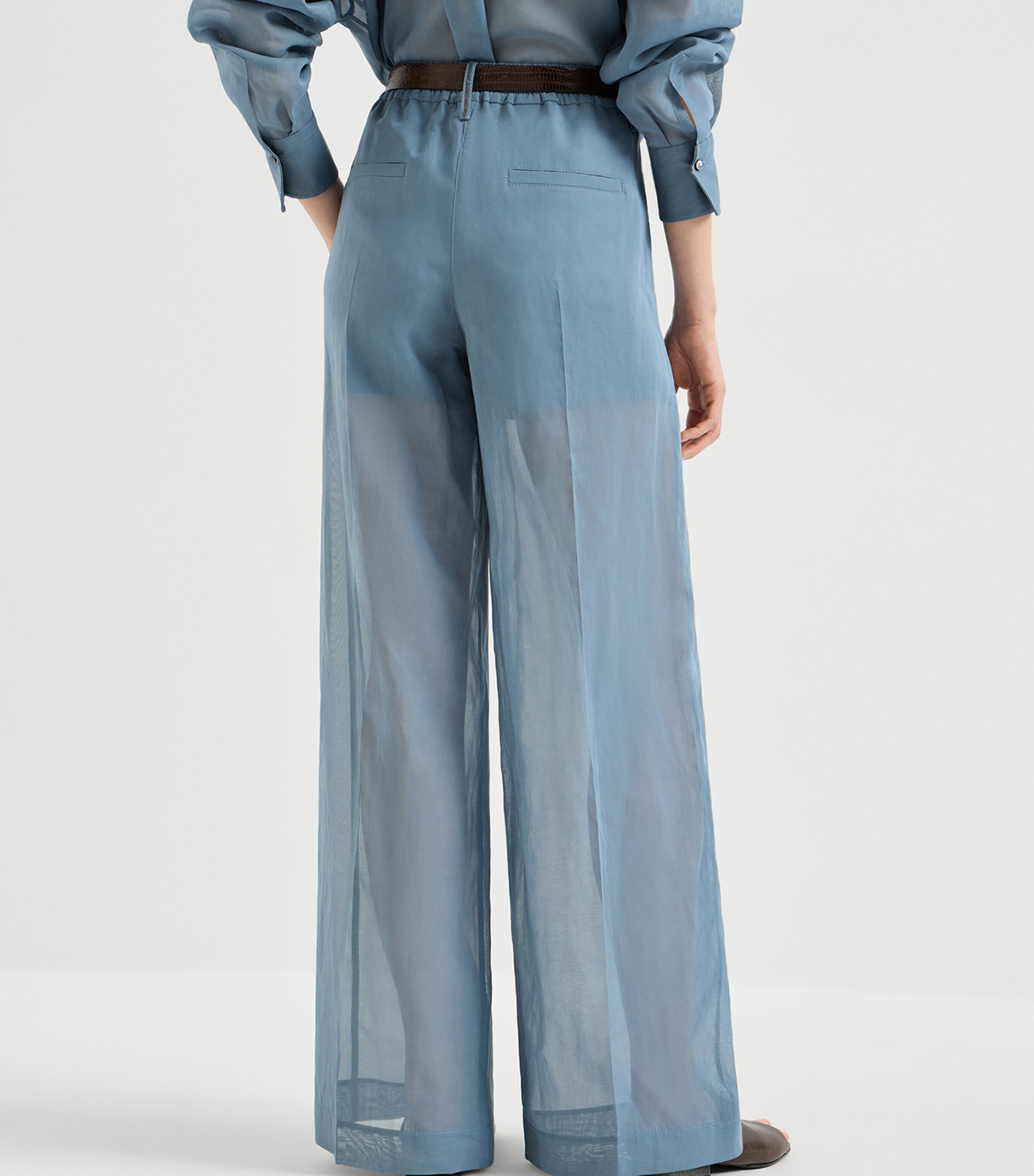Brunello Cucinelli Womens Cotton Organza Wide-Leg Trousers Image 5
