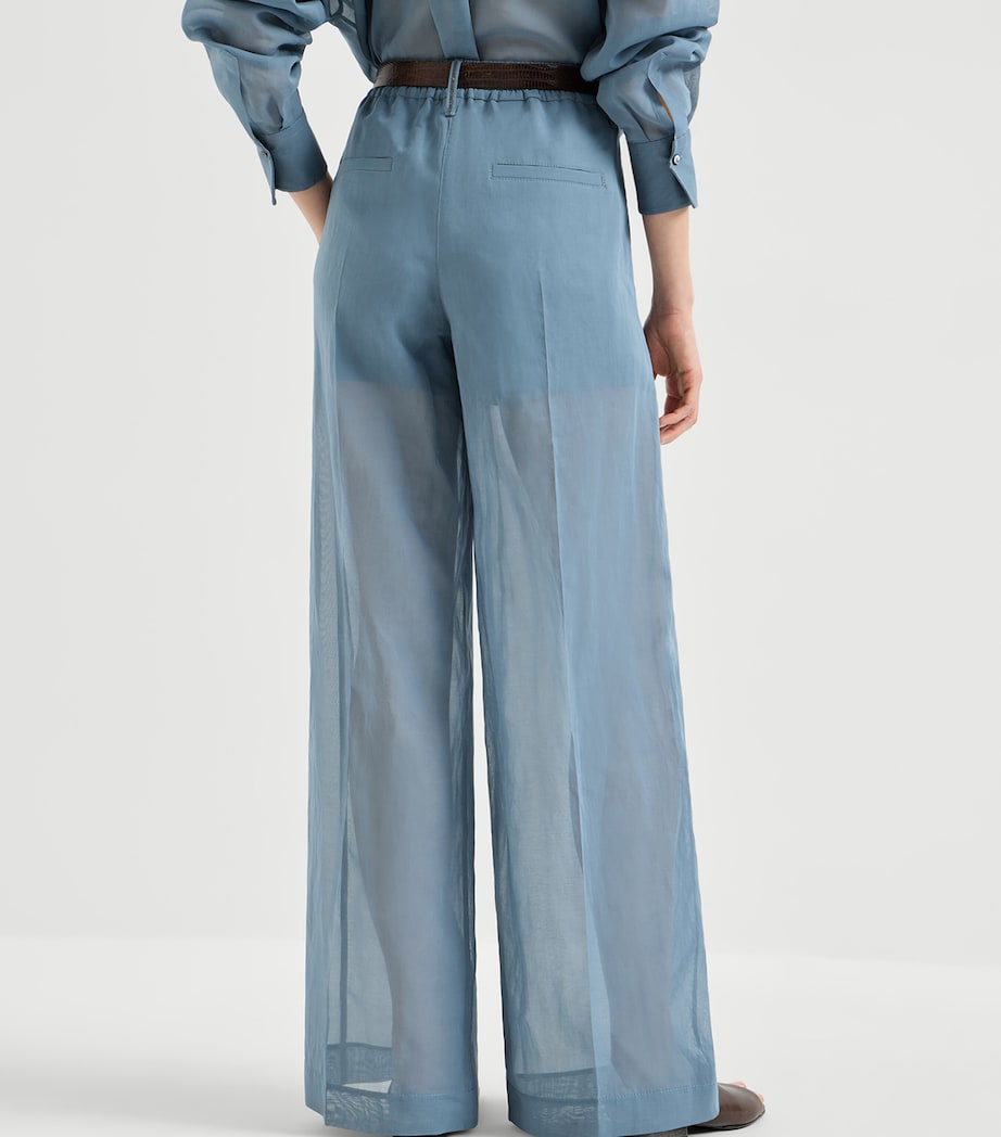 Brunello Cucinelli Womens Cotton Organza Wide-Leg Trousers Image 5