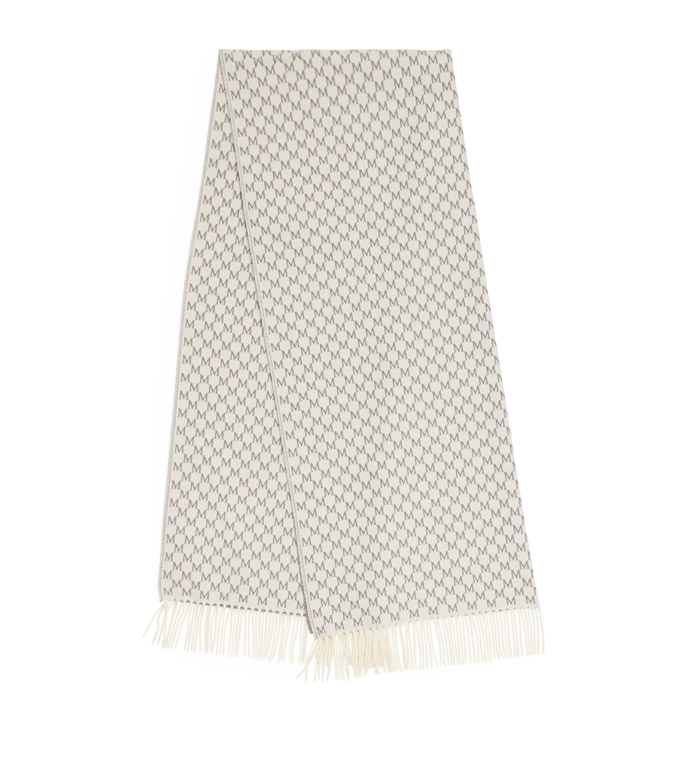 Max Mara Wool Monogram Scarf In White