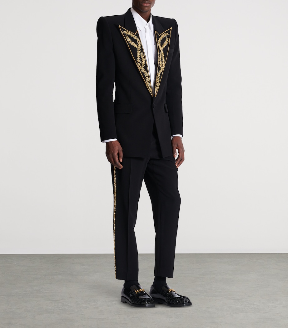 Balmain Mens Embroidered Tuxedo Jacket Ead Noir/or Image 5