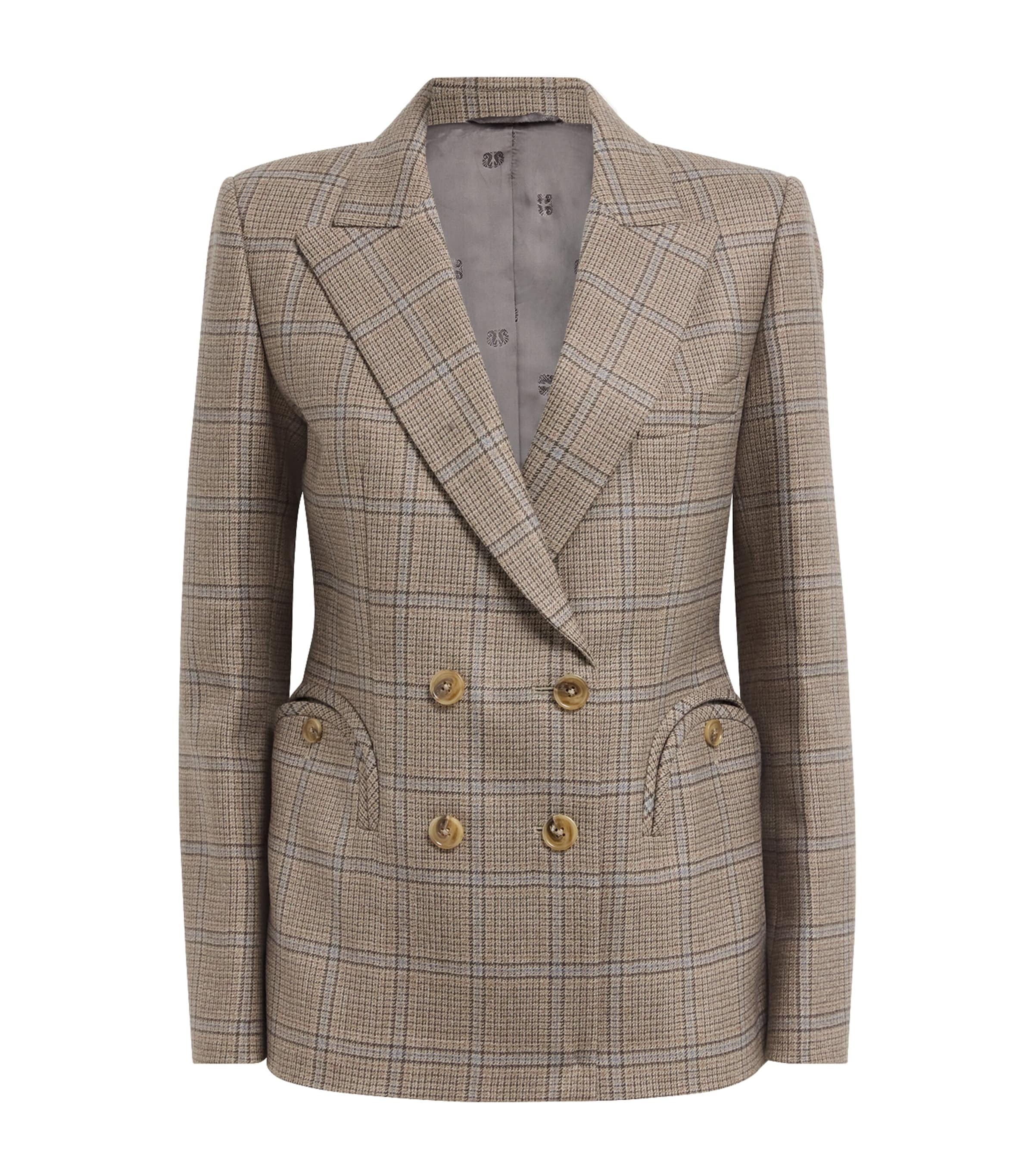 Blazé Milano Womens Virgin Wool Charmer Double-Breasted Blazer Beige Image 1