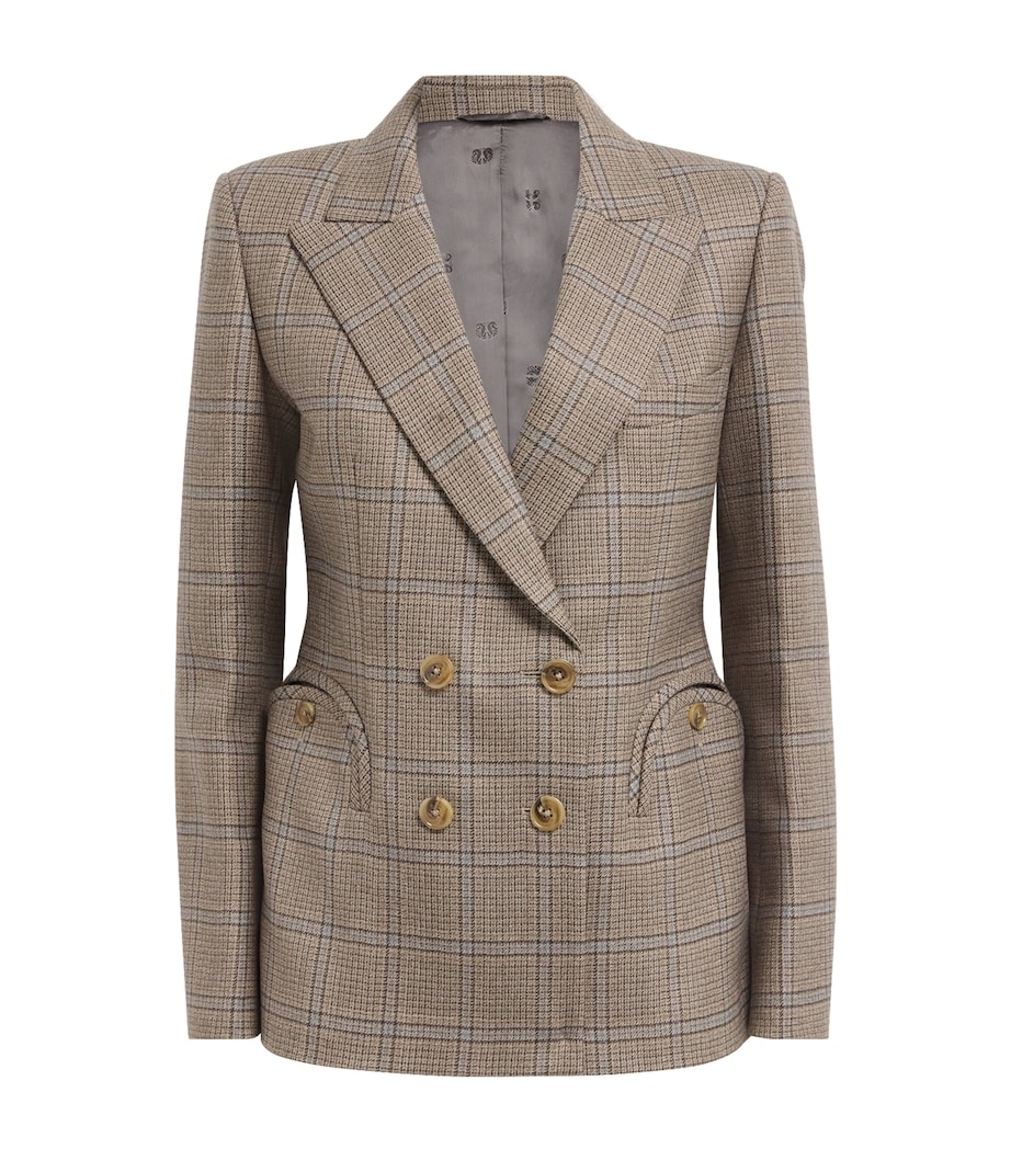 Blazé Milano Womens Virgin Wool Charmer Double-Breasted Blazer Beige Image 1