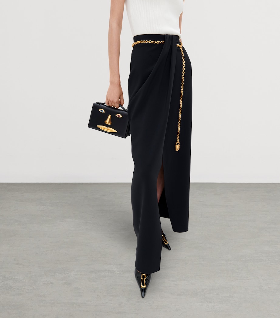 Schiaparelli Leather Face Clutch Bag Black Image 4