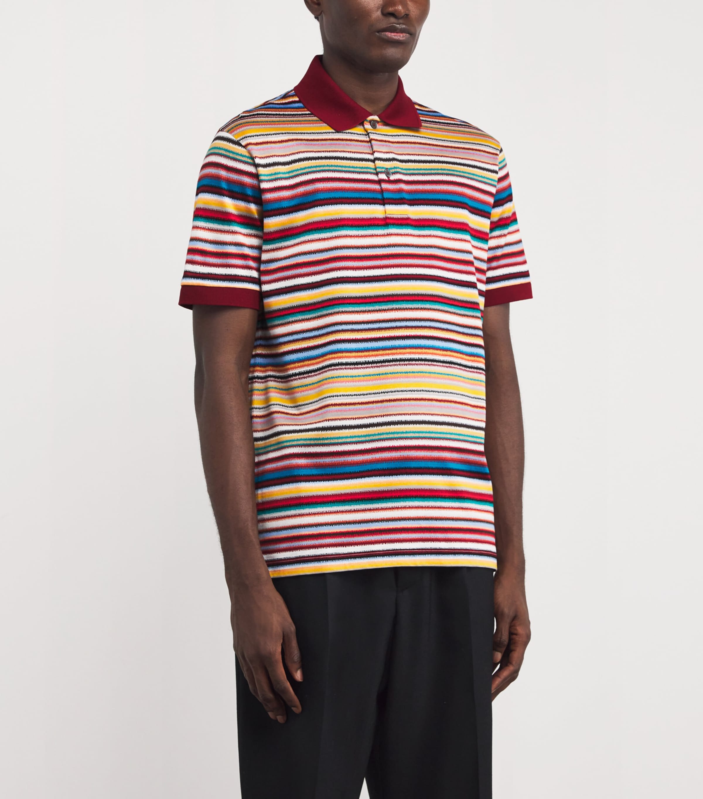 Cotton Noisy Stripe Polo Shirt 92_MULTI COLOURED Image 3