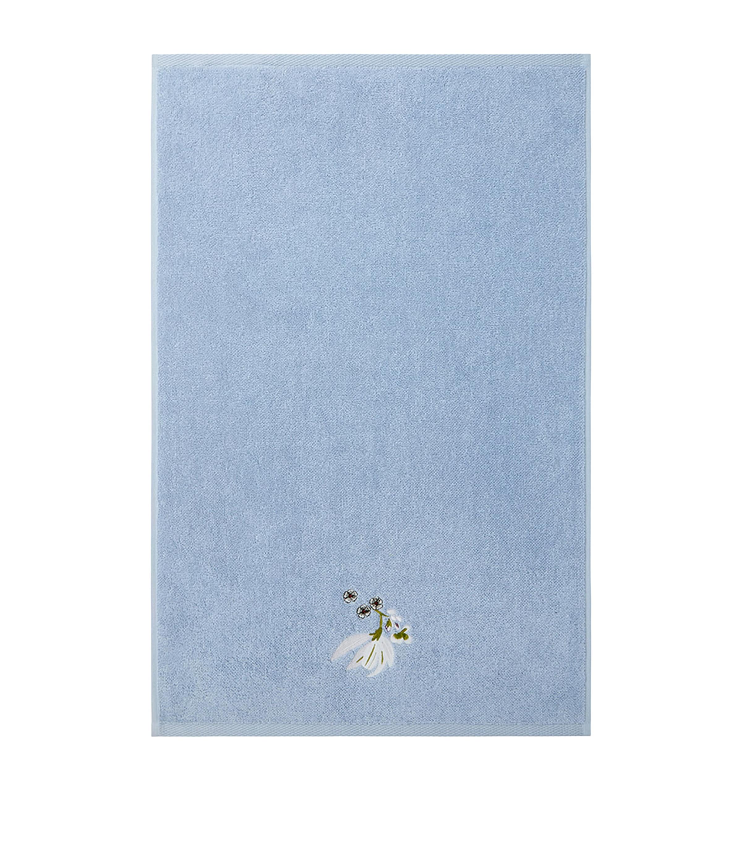 Yves Delorme Organic Cotton Rameau Guest Towel (45cm x 70cm) Blue Image 2