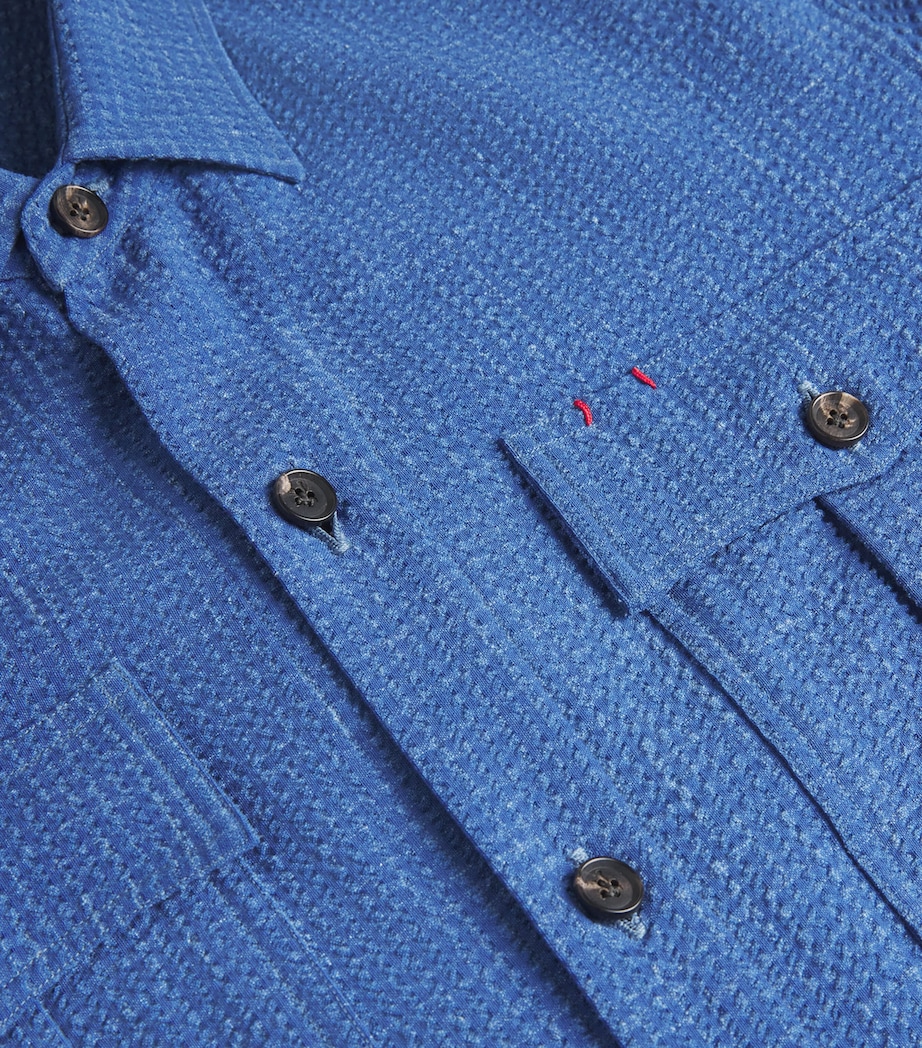 Wool-Silk-Linen Seersucker Overshirt 820 Image 5