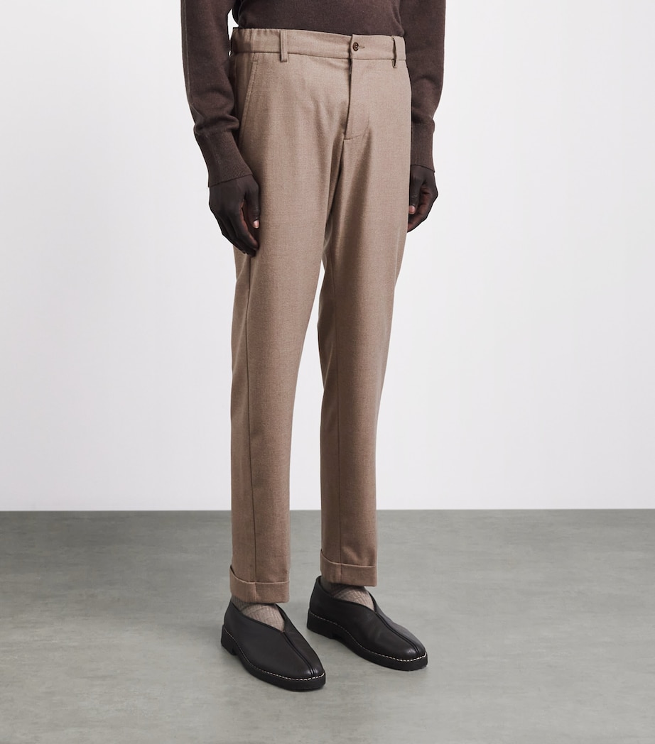 Marco Pescarolo Womens Stretch-Cashmere Trousers Dark Beige Image 4
