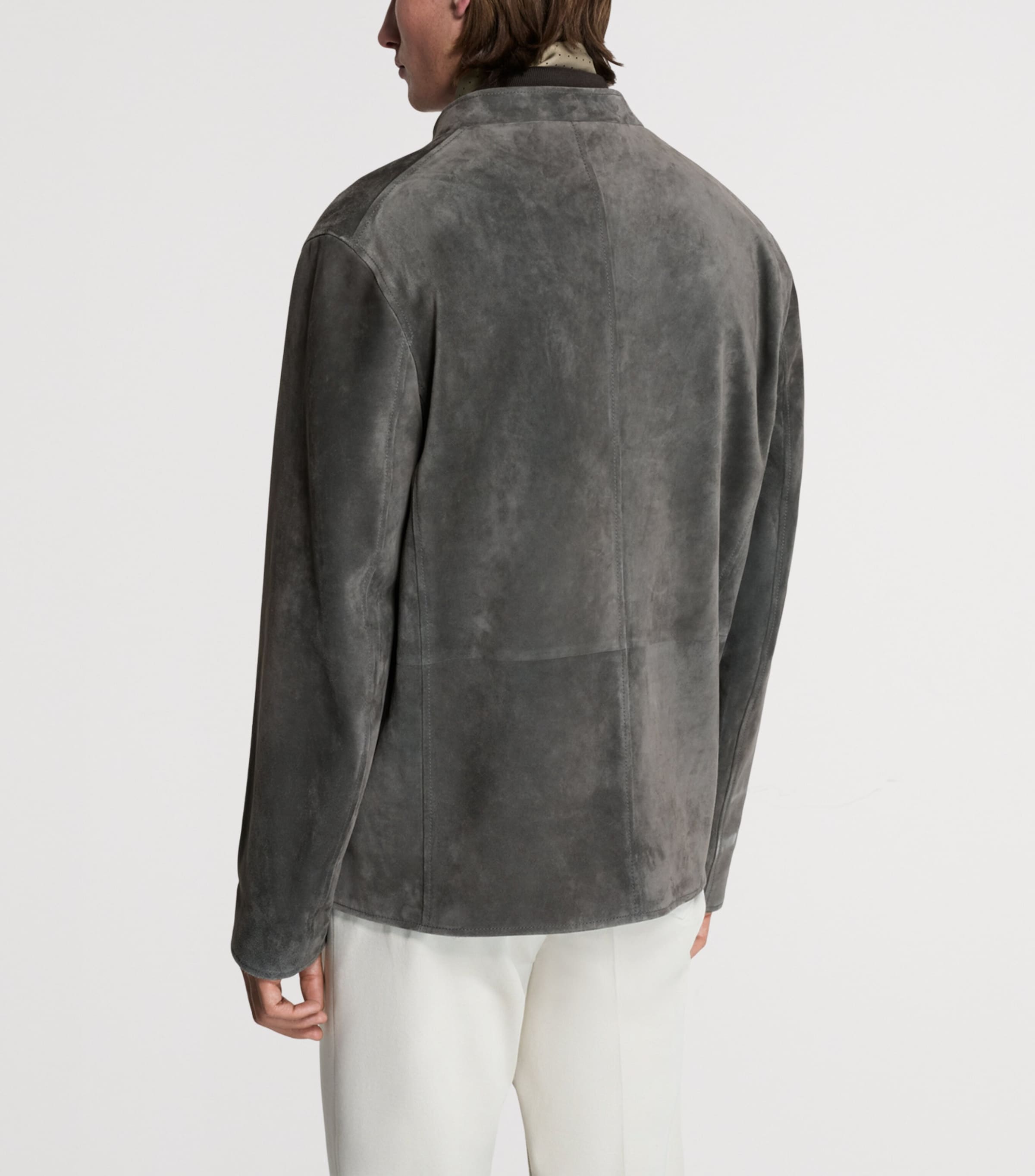Dunhill Mens Leather Mandarin-Collar Jacket Image 3