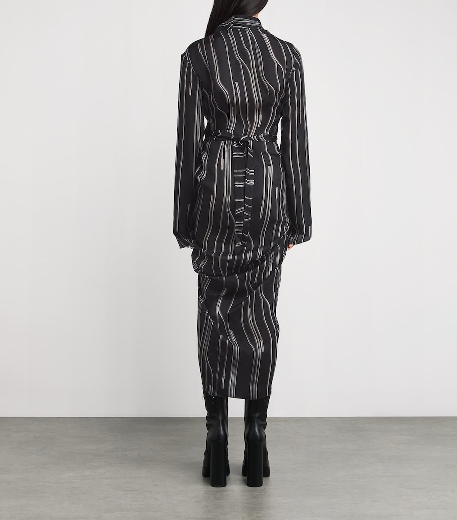 Printed Wrap Midi Dress 0909 BLACK/PEARL Image 3