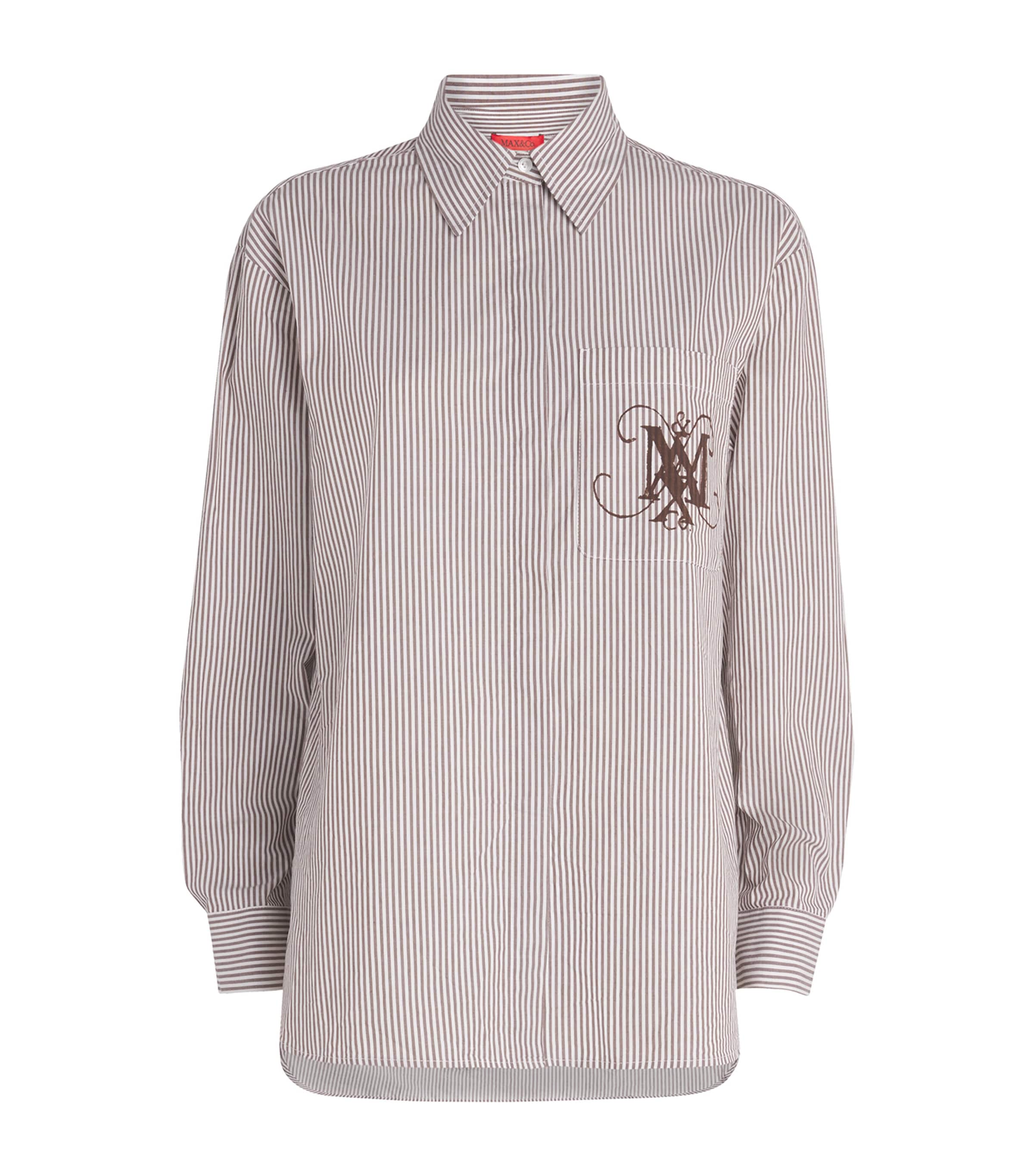 Max & Co Cotton Stripe Monogram Shirt In White