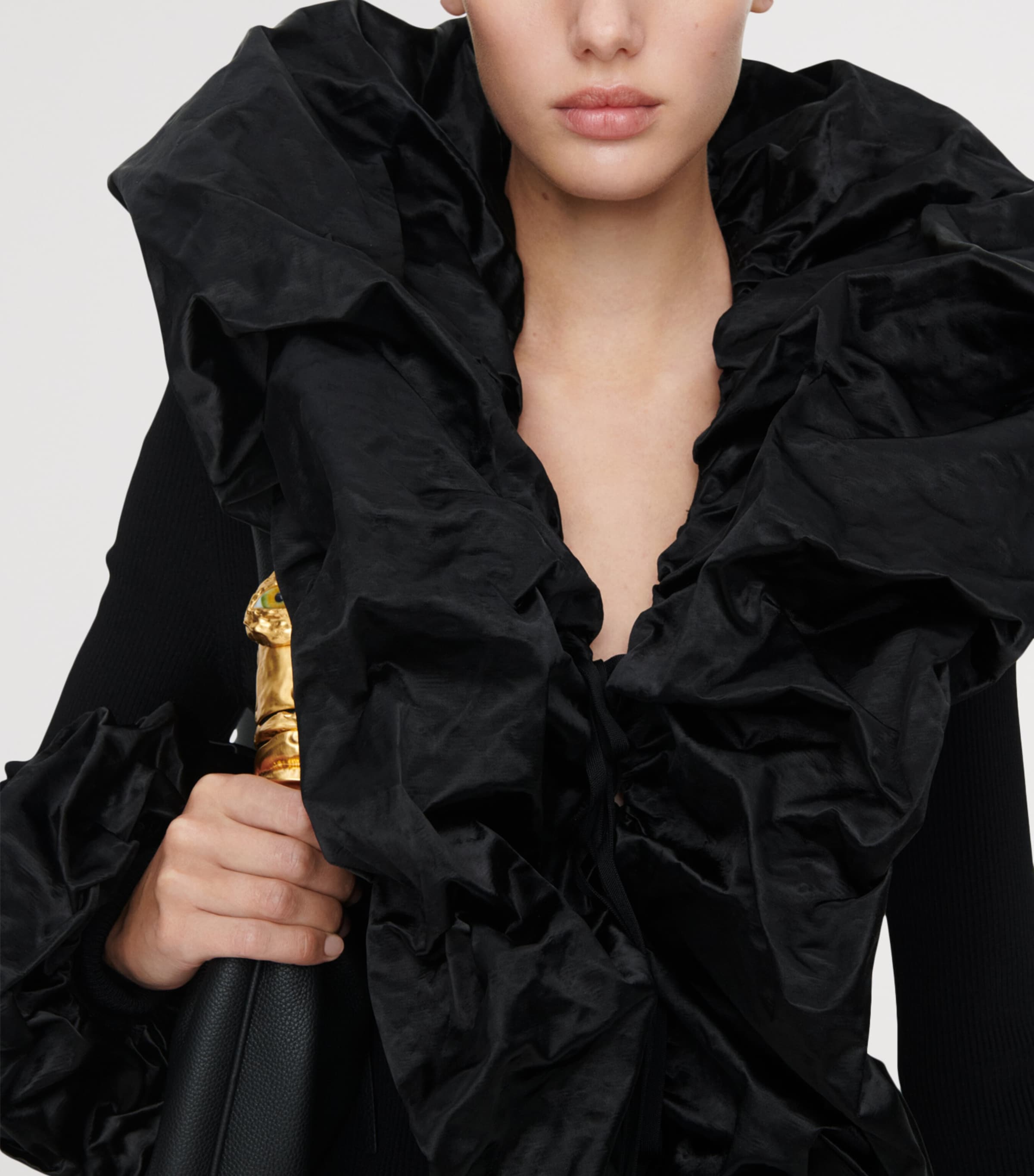 Schiaparelli Womens Ruffle-Trim Midi Dress Black Image 4