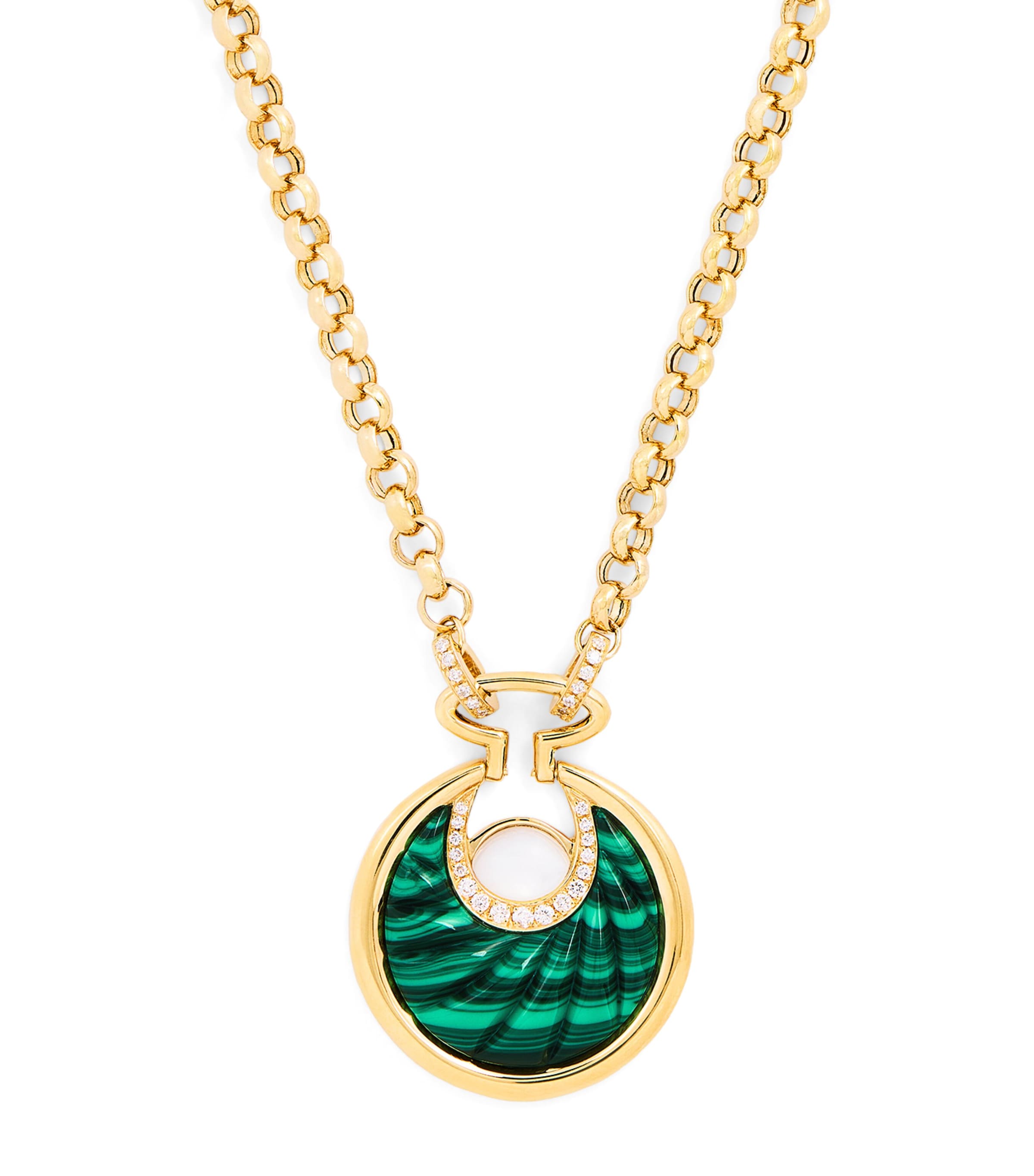 L'atelier Nawbar Yellow Gold, Diamond And Malachite Circus Lot N*91 Necklace In Gold
