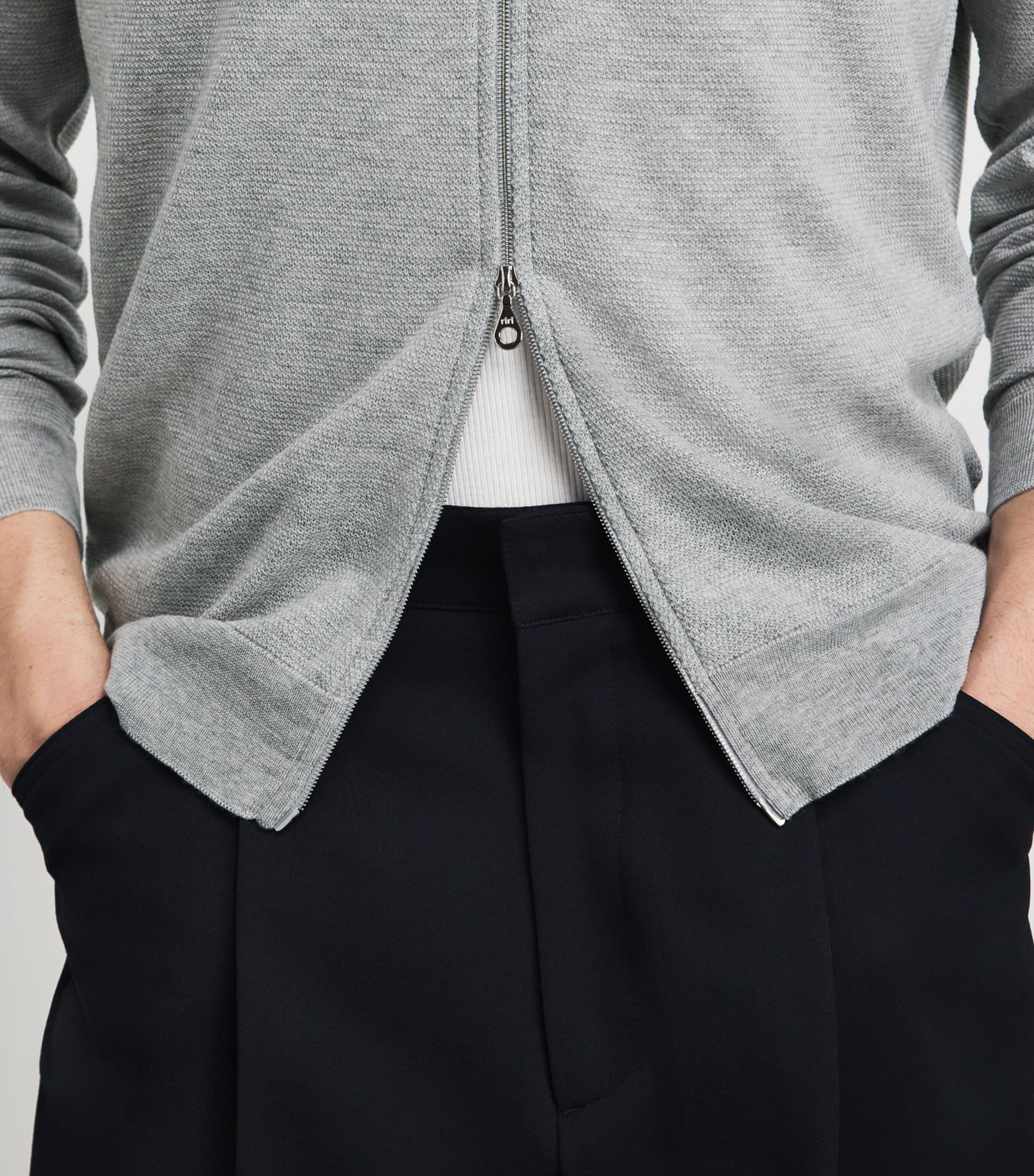 John Smedley Mens Merino Wool Textured Cardigan Nimbus Image 3