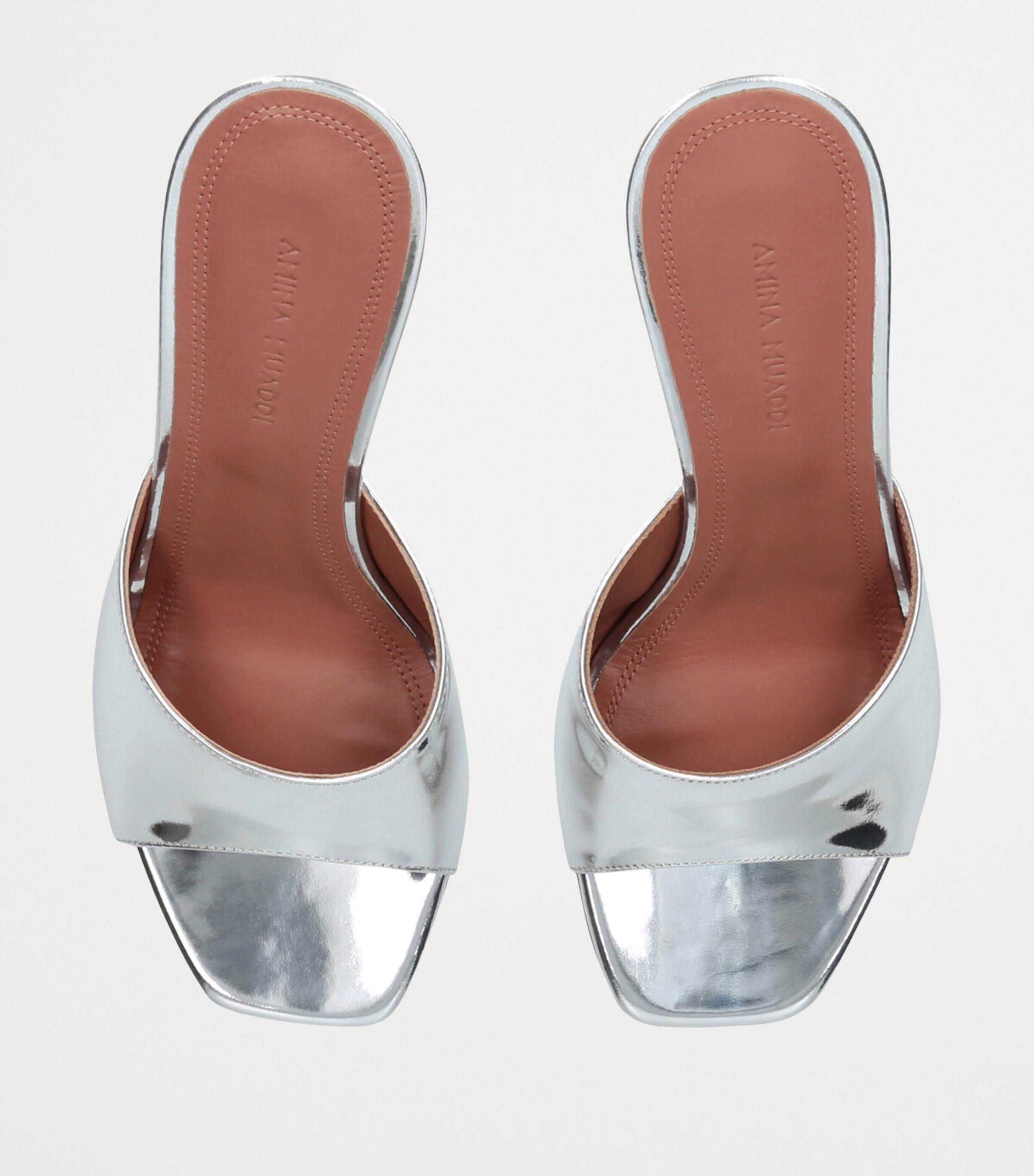Amina Muaddi Mirror Lupita Mules 95 Silver Image 4
