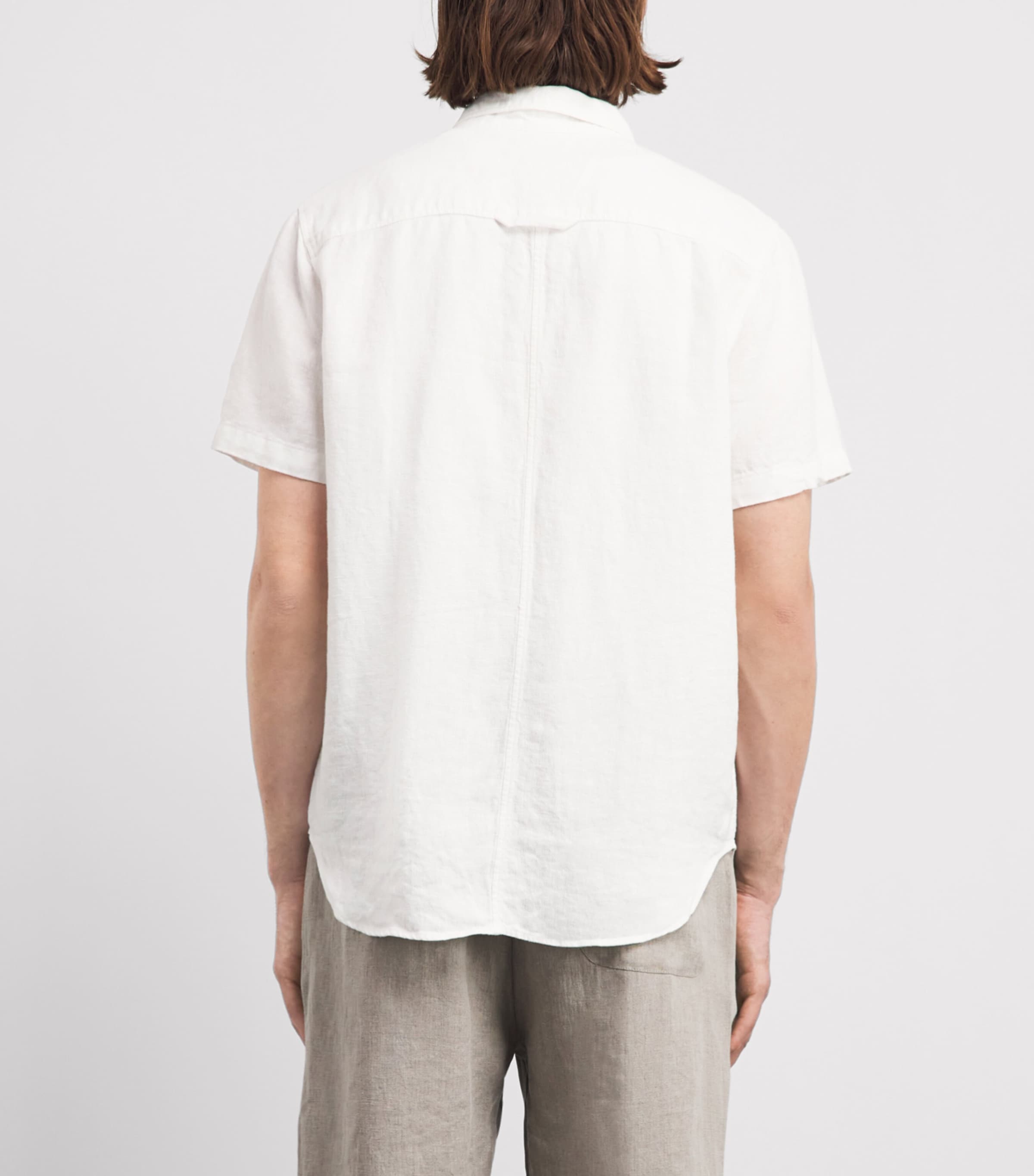 Citizens of Humanity Mens Linen Short-Sleeve Cairo Shirt White Image 5