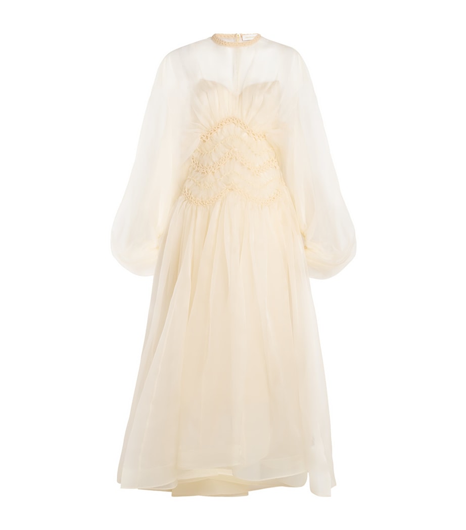 Zimmermann Womens Silk Macrame Maxi Dress Cream Image 1