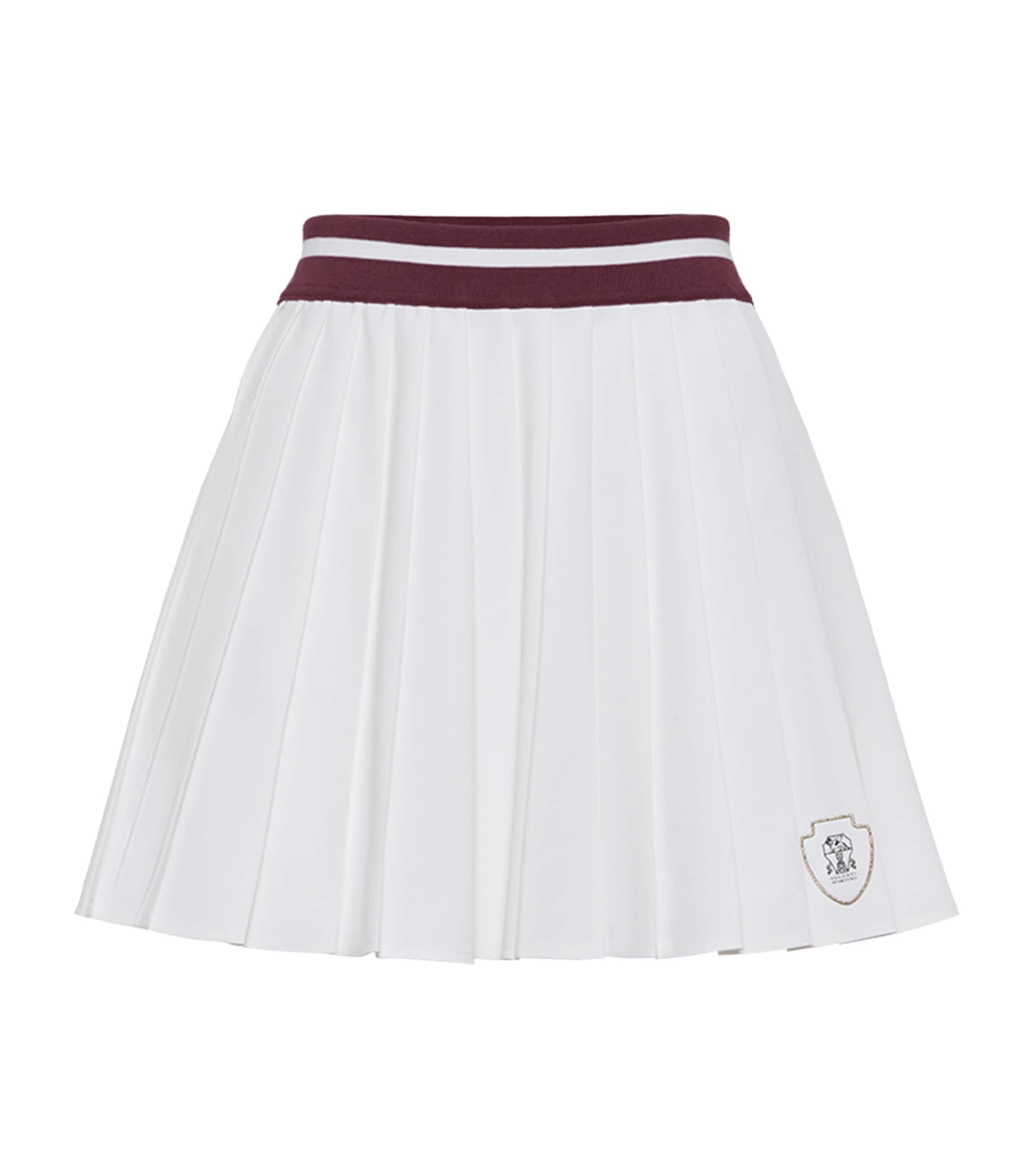 Brunello Cucinelli Techno Poplin Pleated Mini Skirt In White