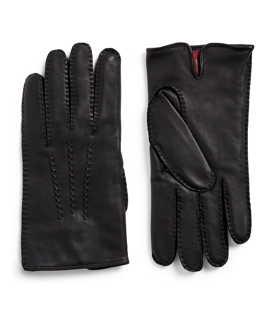 Leather Cashmere-Lined Levens Gloves BLACK (PEWTER) Image 1