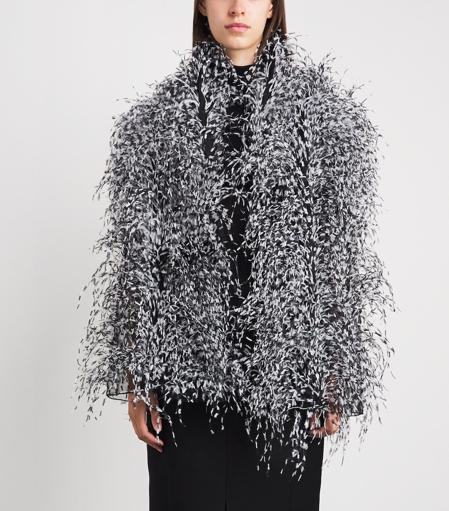 LAPOINTE Womens Marbled Ostrich Feather Jacket Black/white Image 4