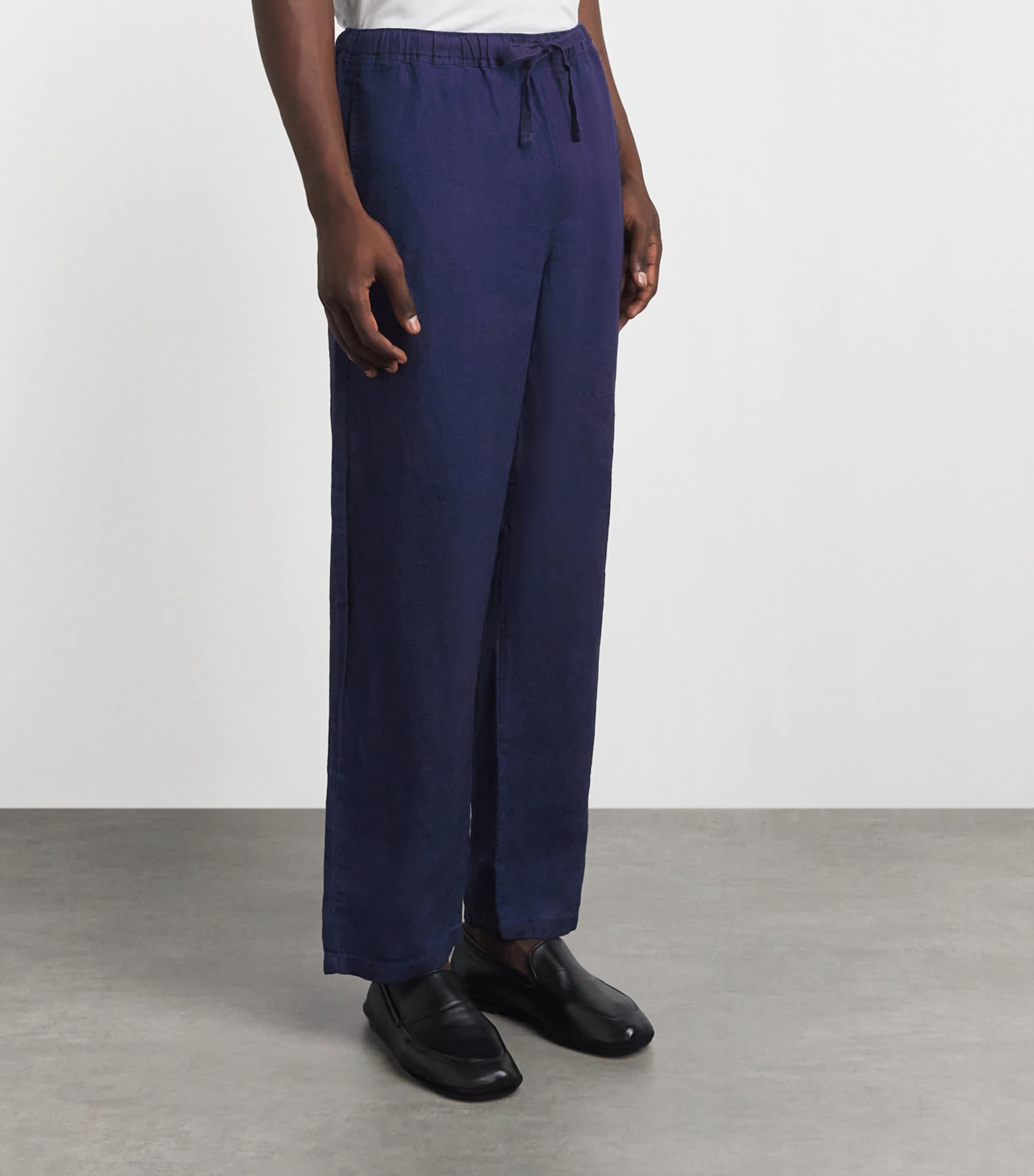 FRAME Mens Linen Drawstring Trousers Rins Image 4