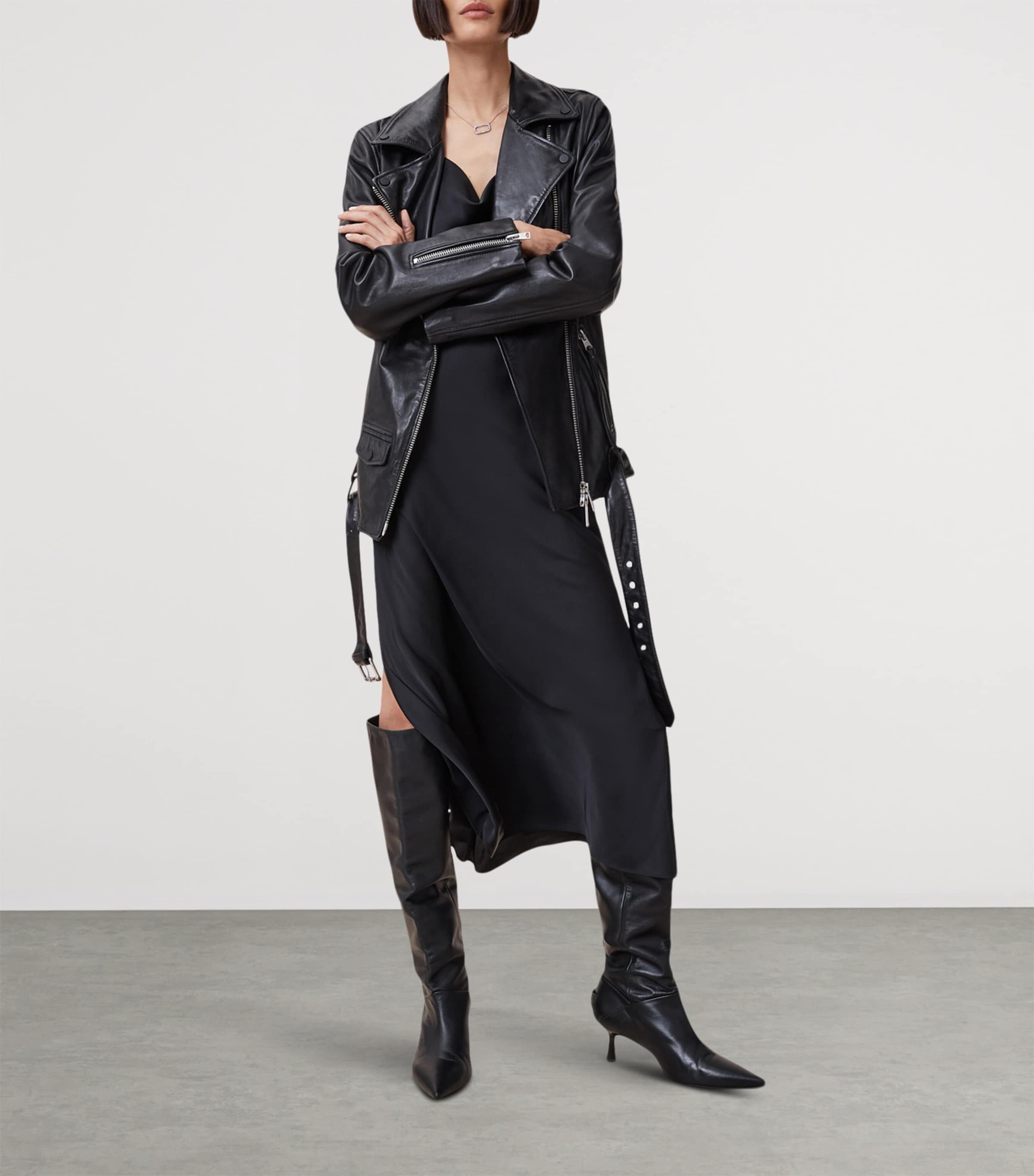 Leather Billie Biker Jacket BLACK Image 3