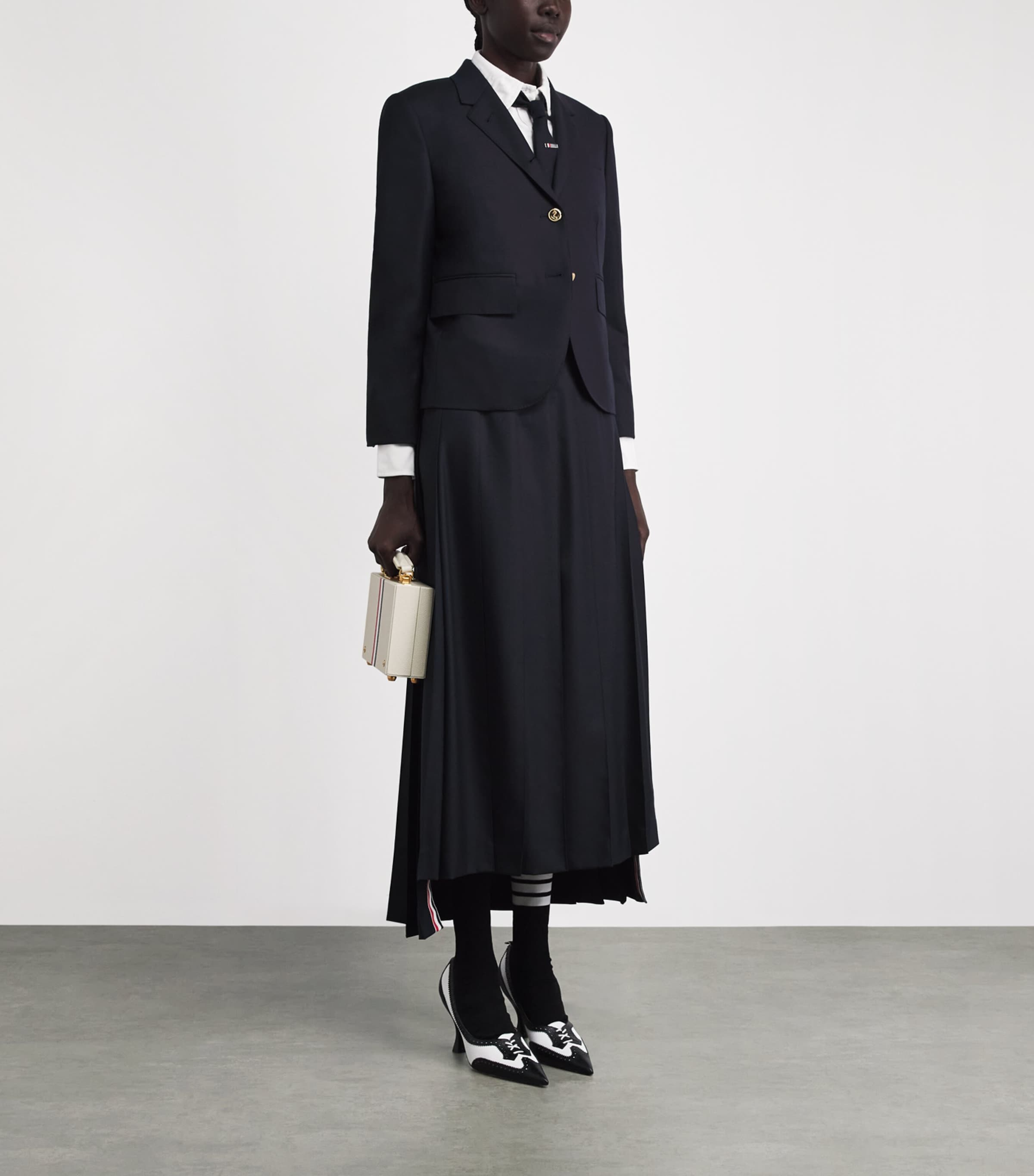 Thom Browne Womens Wool High Armhole Sport Coat Navy Image 2