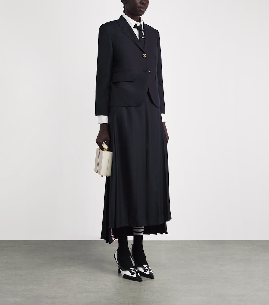Thom Browne Womens Wool High Armhole Sport Coat Navy Image 2