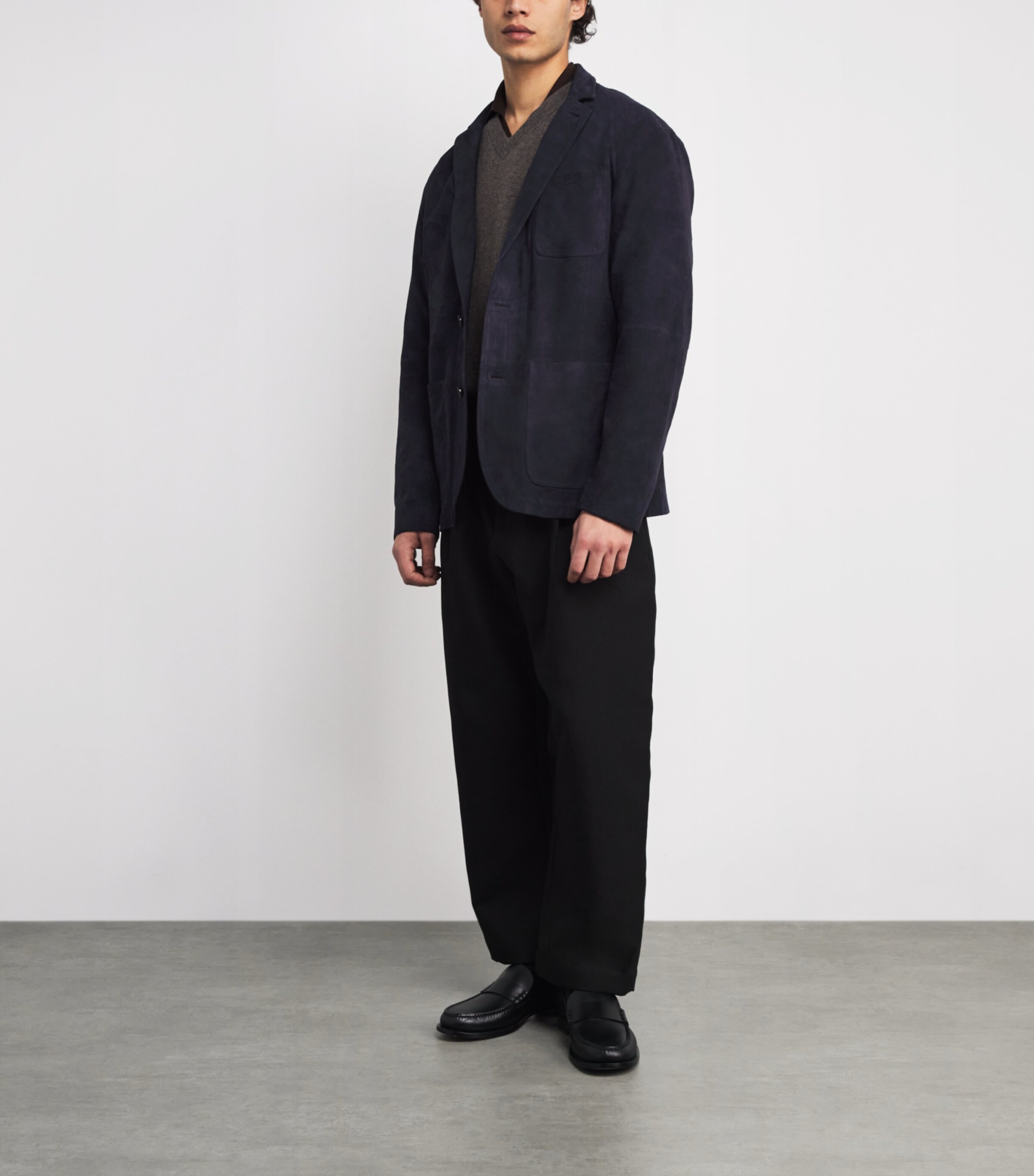 Polo Ralph Lauren Mens Suede Blazer Navy Image 2