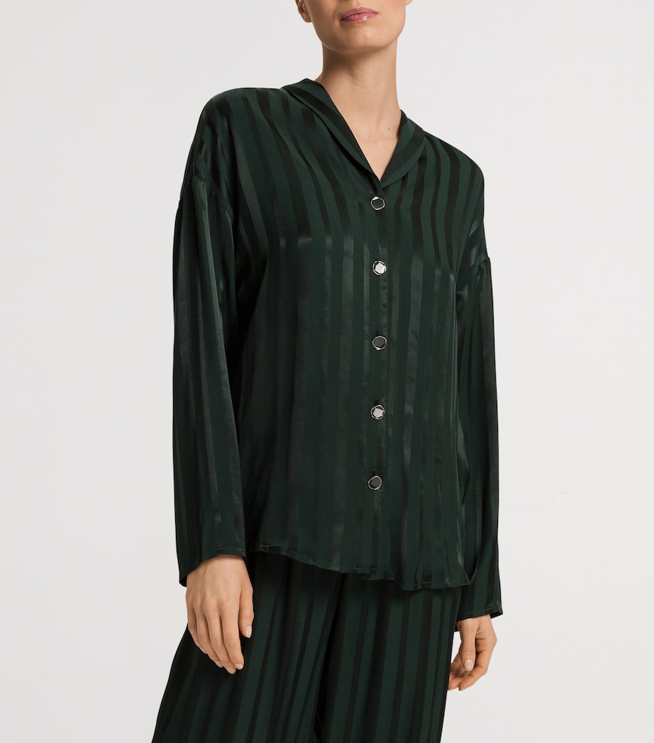 Stripe Indra Pyjama Shirt DARK MALACHITE Image 3
