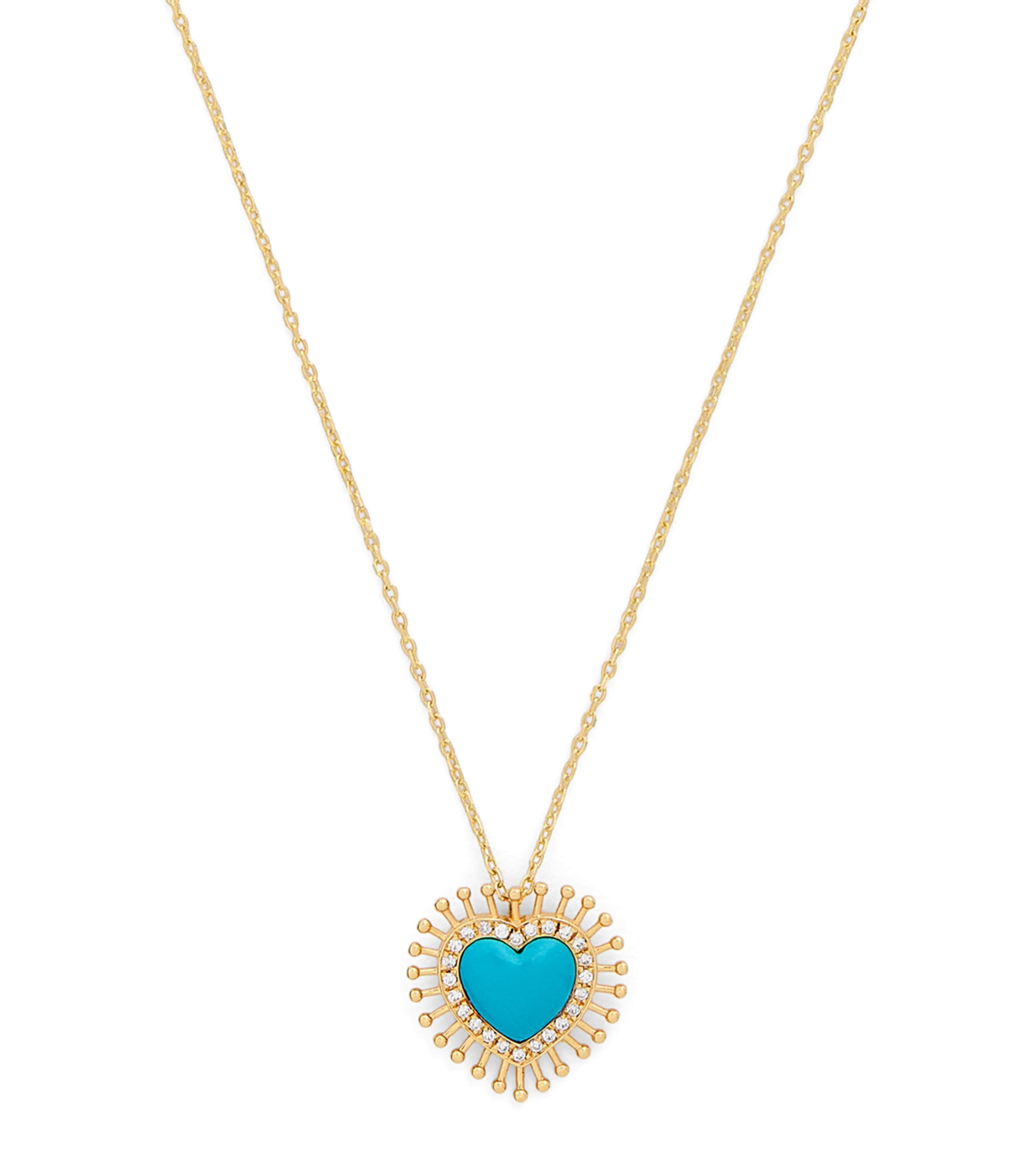 L'atelier Nawbar Yellow Gold, Diamond And Turquoise Rich Kitsch All Hearts On Me Pendant Necklace