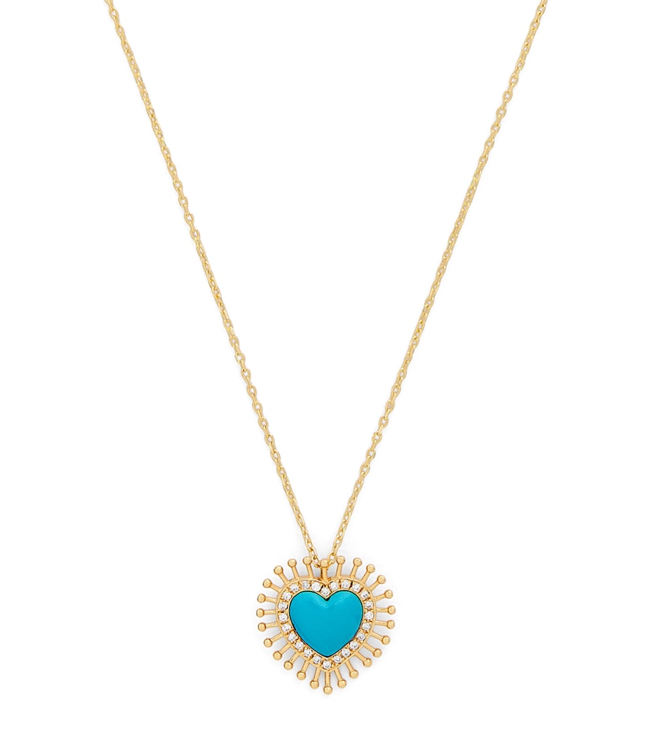 Yellow Gold, Diamond and Turquoise Rich Kitsch All Hearts on Me Pendant Necklace YELLOW GOLD Image 1