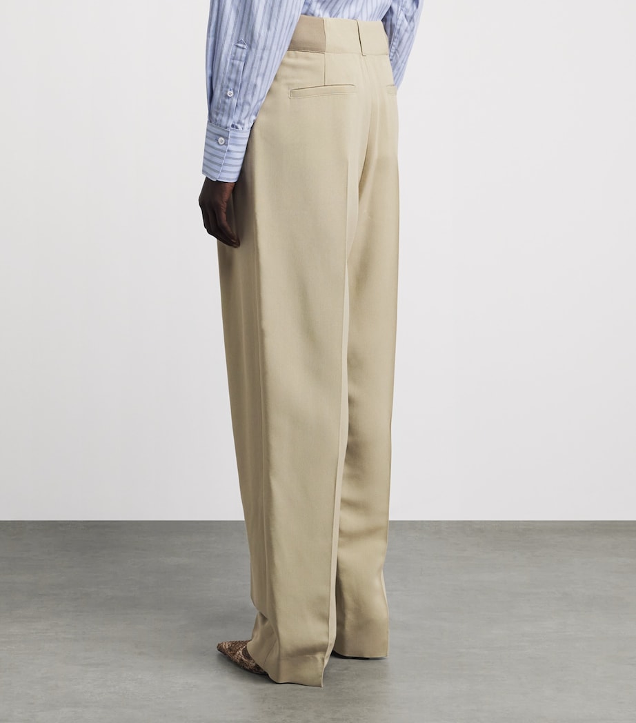 Victoria Beckham Womens Pleated Tailored Trousers Camel Melange Image 5