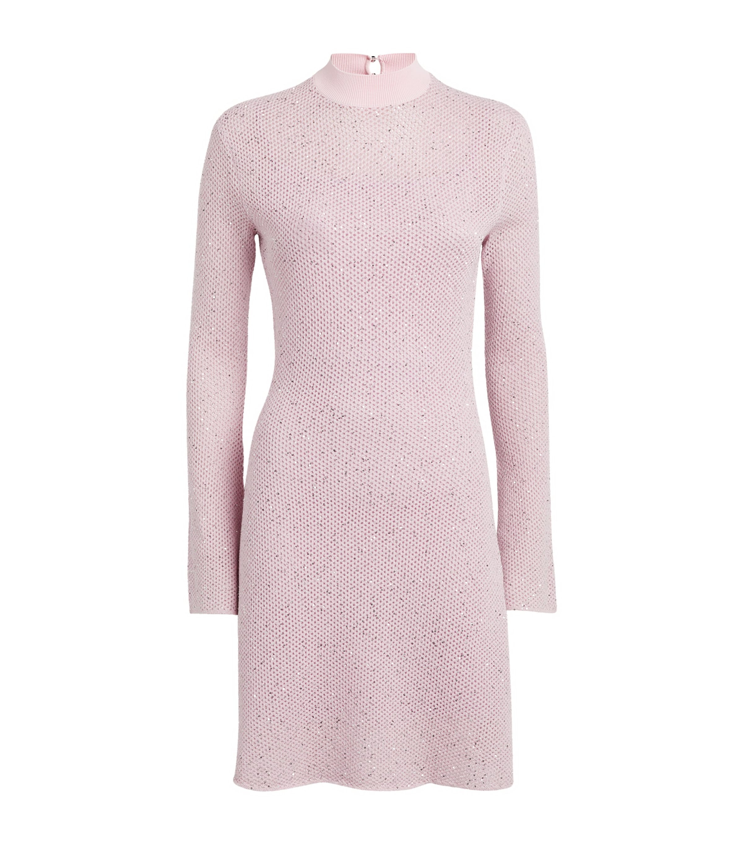 Maje Sequinned-knit Mini Dress In Pink