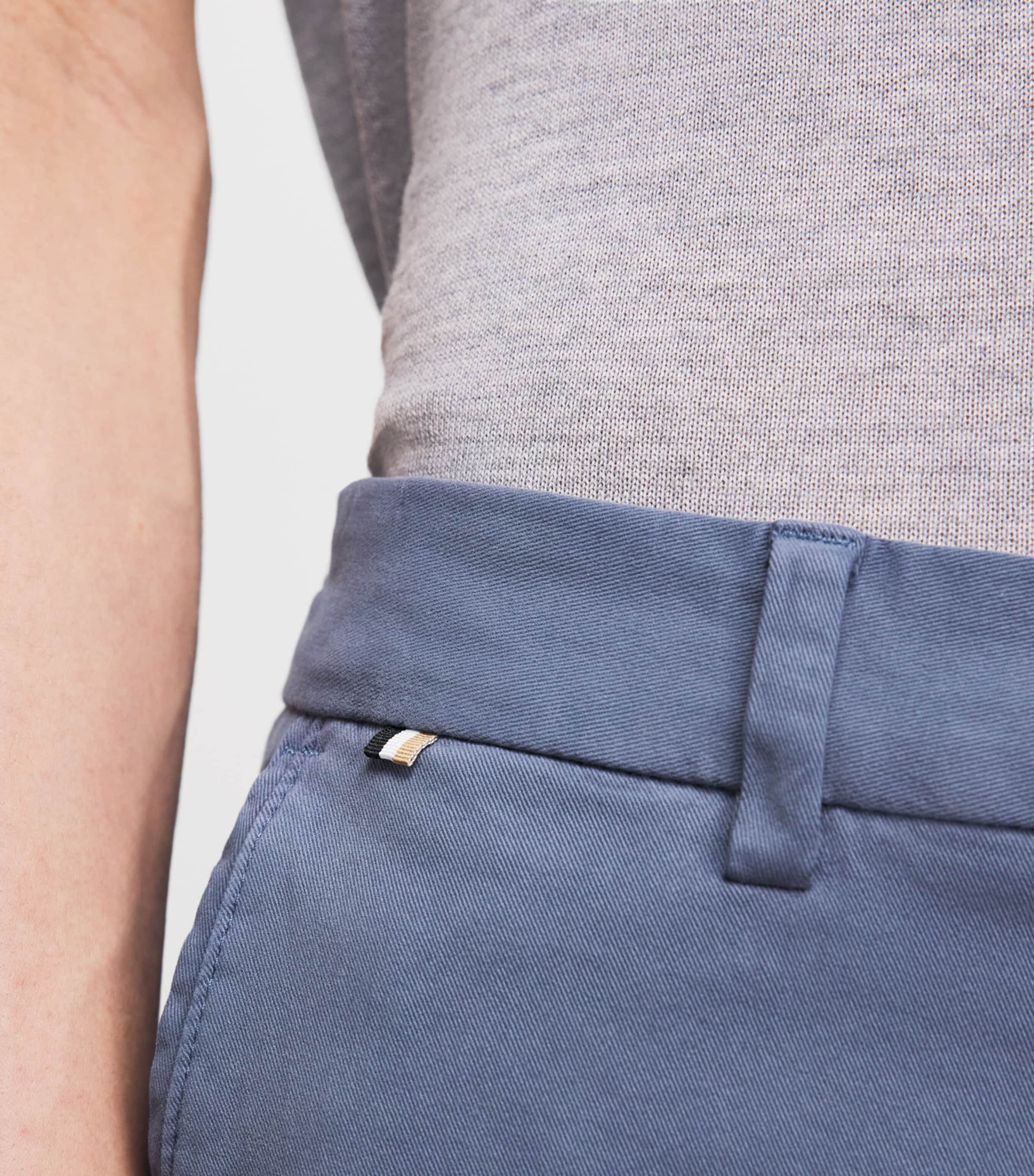 BOSS Mens Stretch-Cotton Straight Trousers Open Blue Image 3