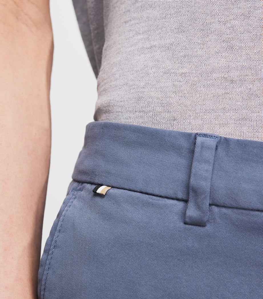 BOSS Mens Stretch-Cotton Straight Trousers Open Blue Image 3