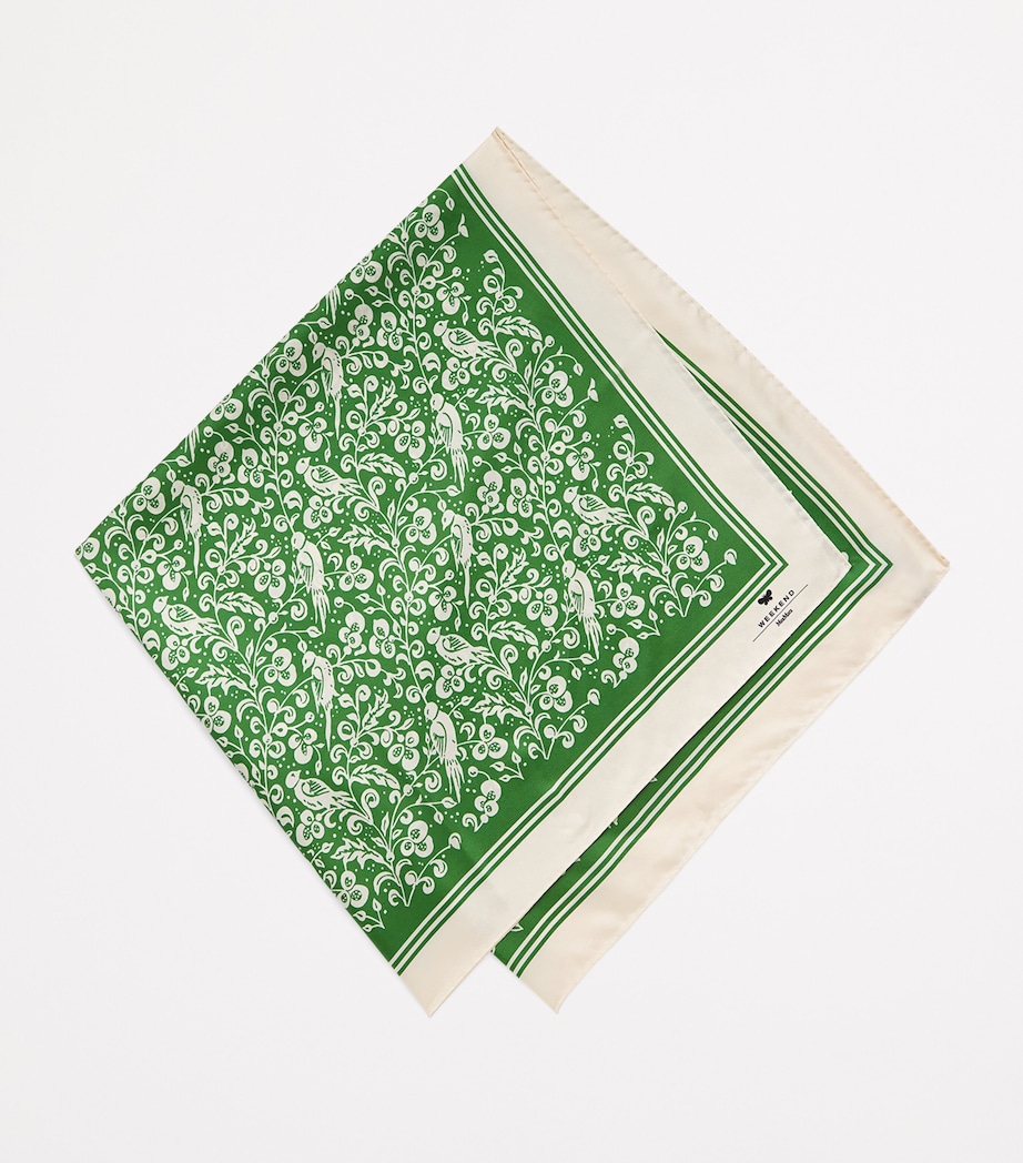 Silk Printed Square Scarf GREEN Image 3