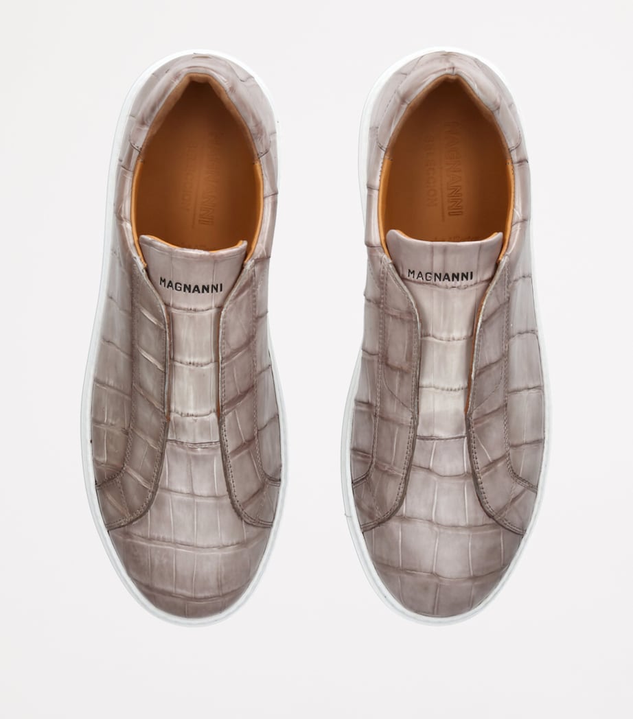 Crocodile Leather Lotto Sneakers BONE Image 4
