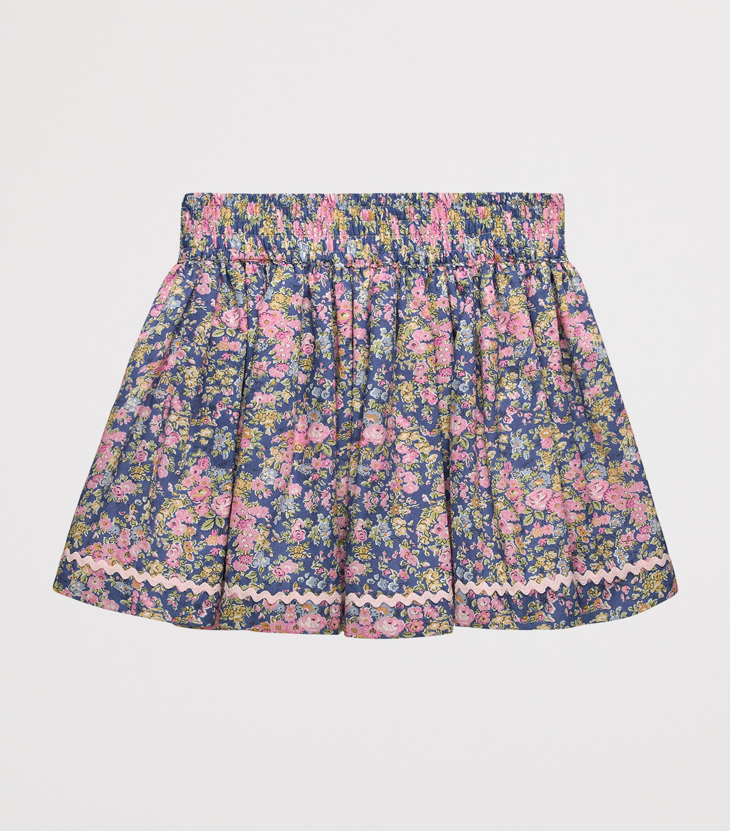 Trotters Cotton Tatum Floral Skirt (2-11 Years) Blue Image 2