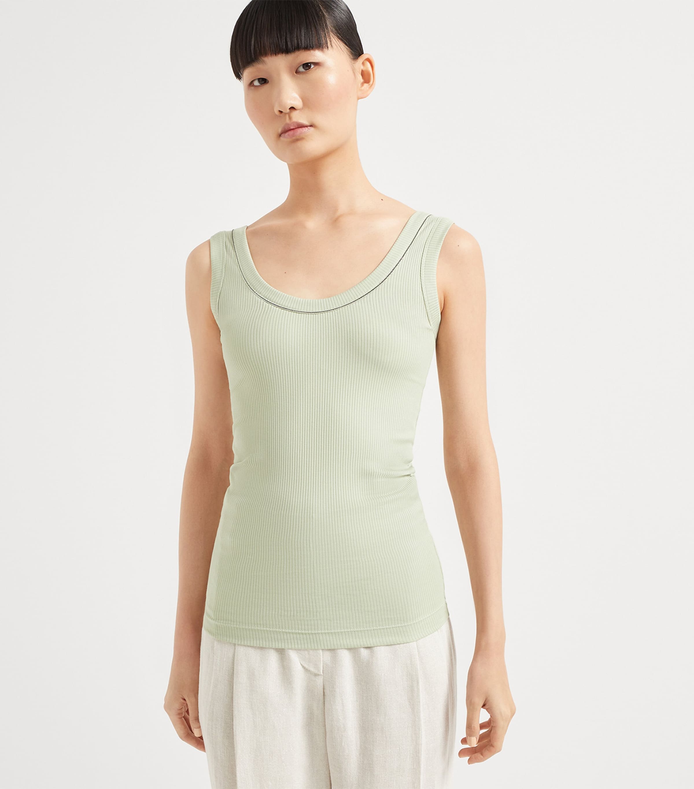 Tシャツ・カットソー BRUNELLO CUCINELLI Cashmere wool tank top Monili Brunello Cucinelli Tank top cashmere wool monili detail